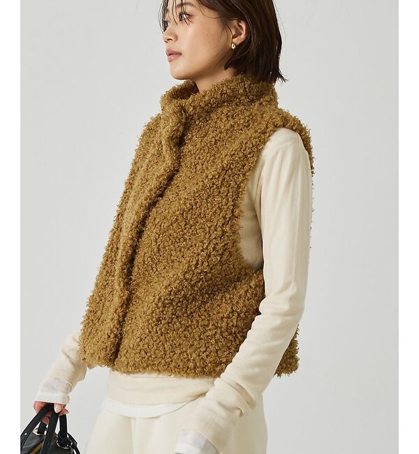 abahouse mavie「ファーショートベスト」|ベスト・ジレ|キャメル