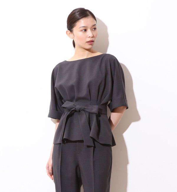  「麻調タックペプラムブラウス(セットアップ対応可）」|シャツ・ブラウス|
