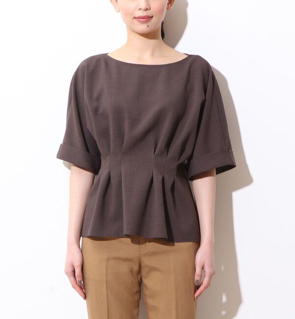  「麻調タックペプラムブラウス(セットアップ対応可）」|シャツ・ブラウス|