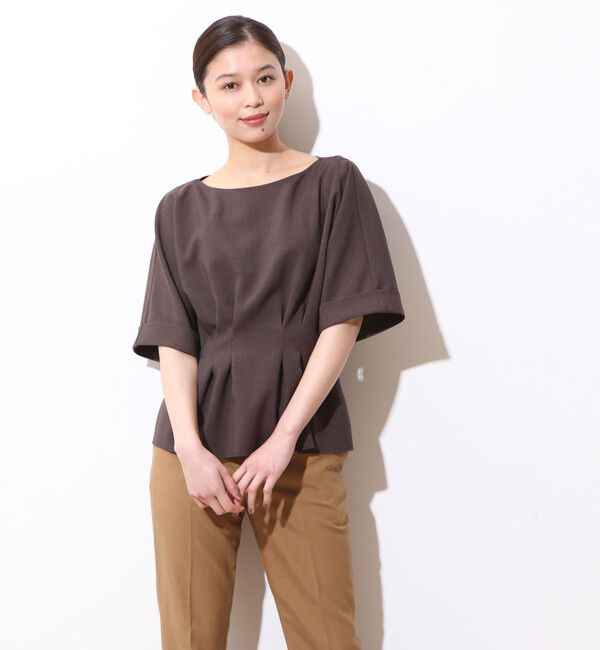  「麻調タックペプラムブラウス(セットアップ対応可）」|シャツ・ブラウス|