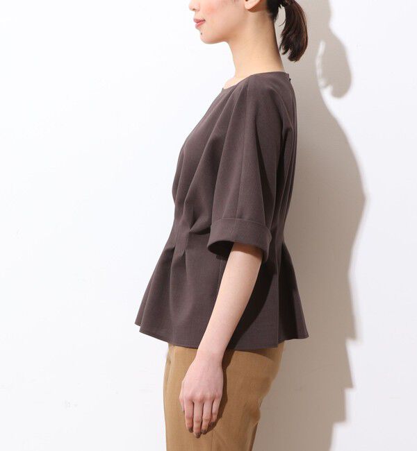  「麻調タックペプラムブラウス(セットアップ対応可）」|シャツ・ブラウス|
