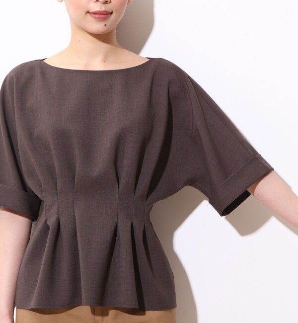  「麻調タックペプラムブラウス(セットアップ対応可）」|シャツ・ブラウス|