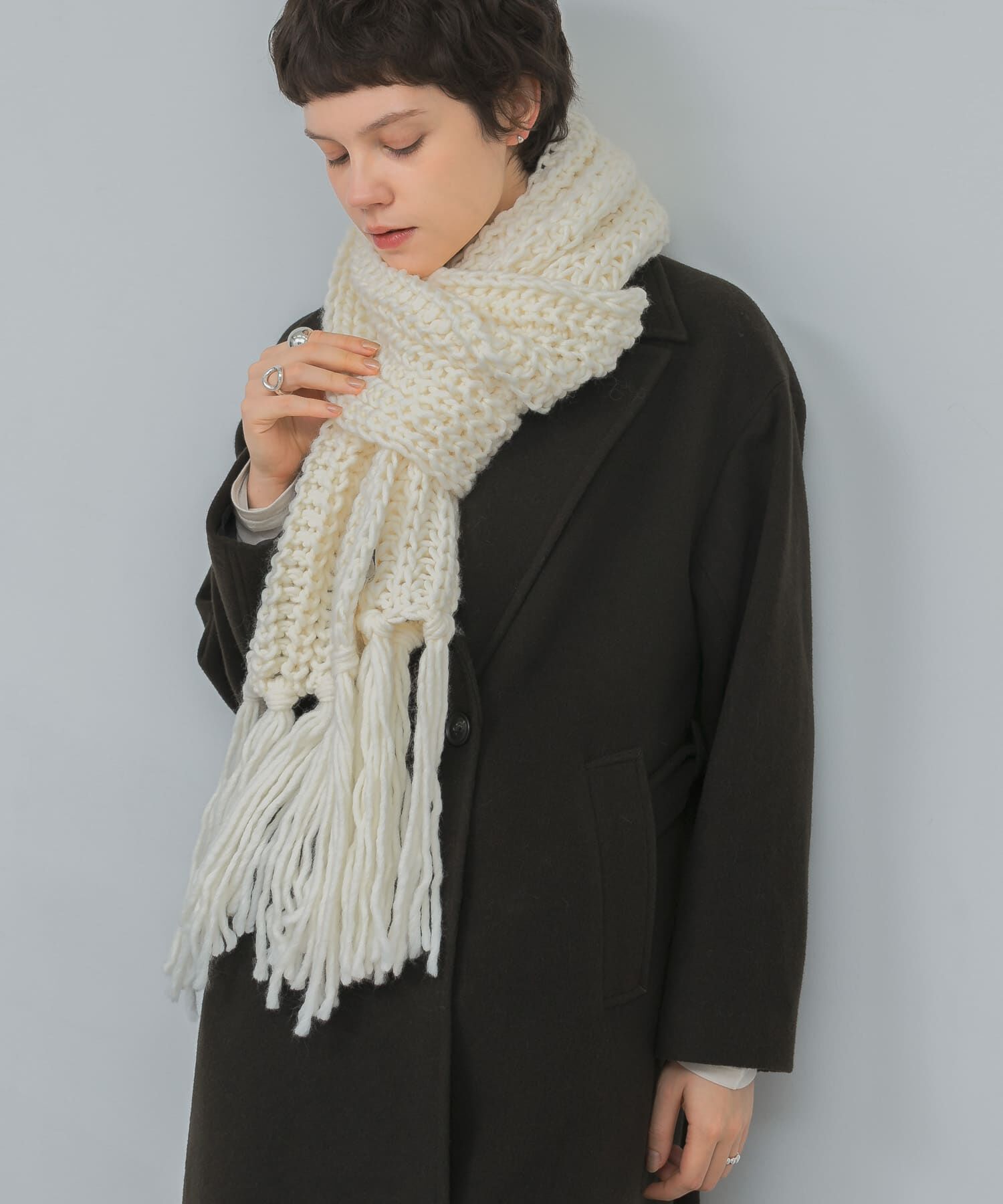 URBAN RESEARCH「Fratelli Talli　フリンジニットマフラー」|マフラー|