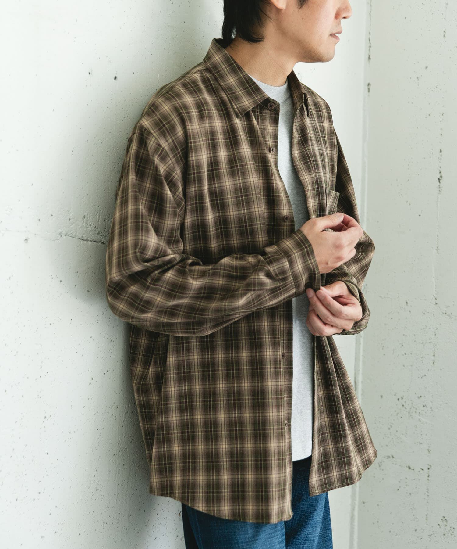 URBAN RESEARCH DOORS「オンブレチェックレギュラーカラーシャツ」|シャツ・ブラウス|