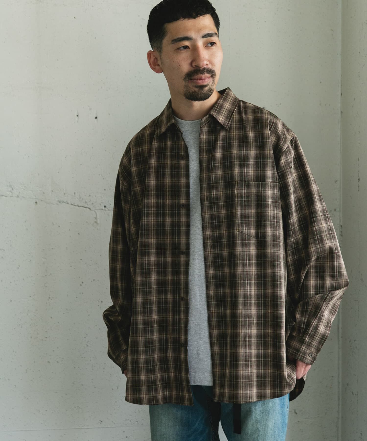 URBAN RESEARCH DOORS「オンブレチェックレギュラーカラーシャツ」|シャツ・ブラウス|