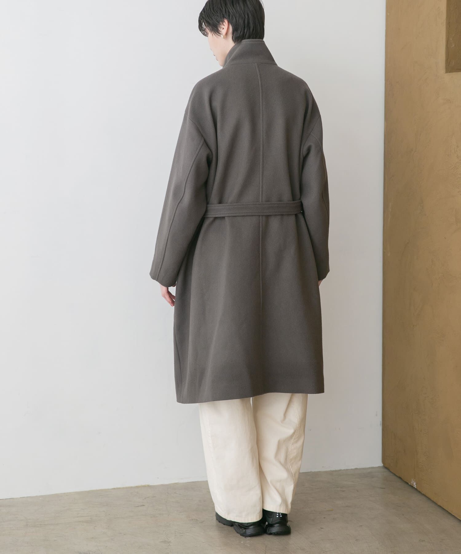 URBAN RESEARCH「スーパー100ウールスタンドカラーコート」|ノーカラーコート|