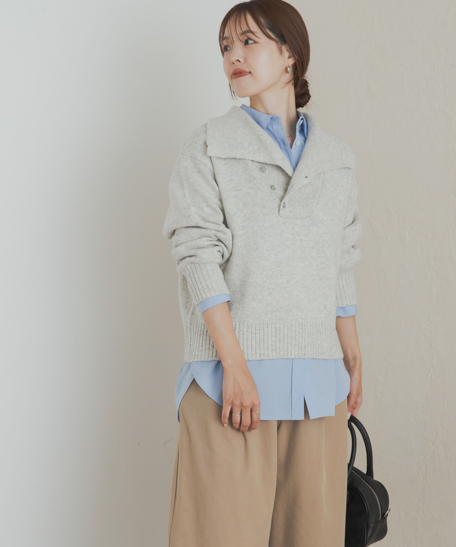 URBAN RESEARCH DOORS「変形カラーニットプルオーバー」|ニット・セーター|