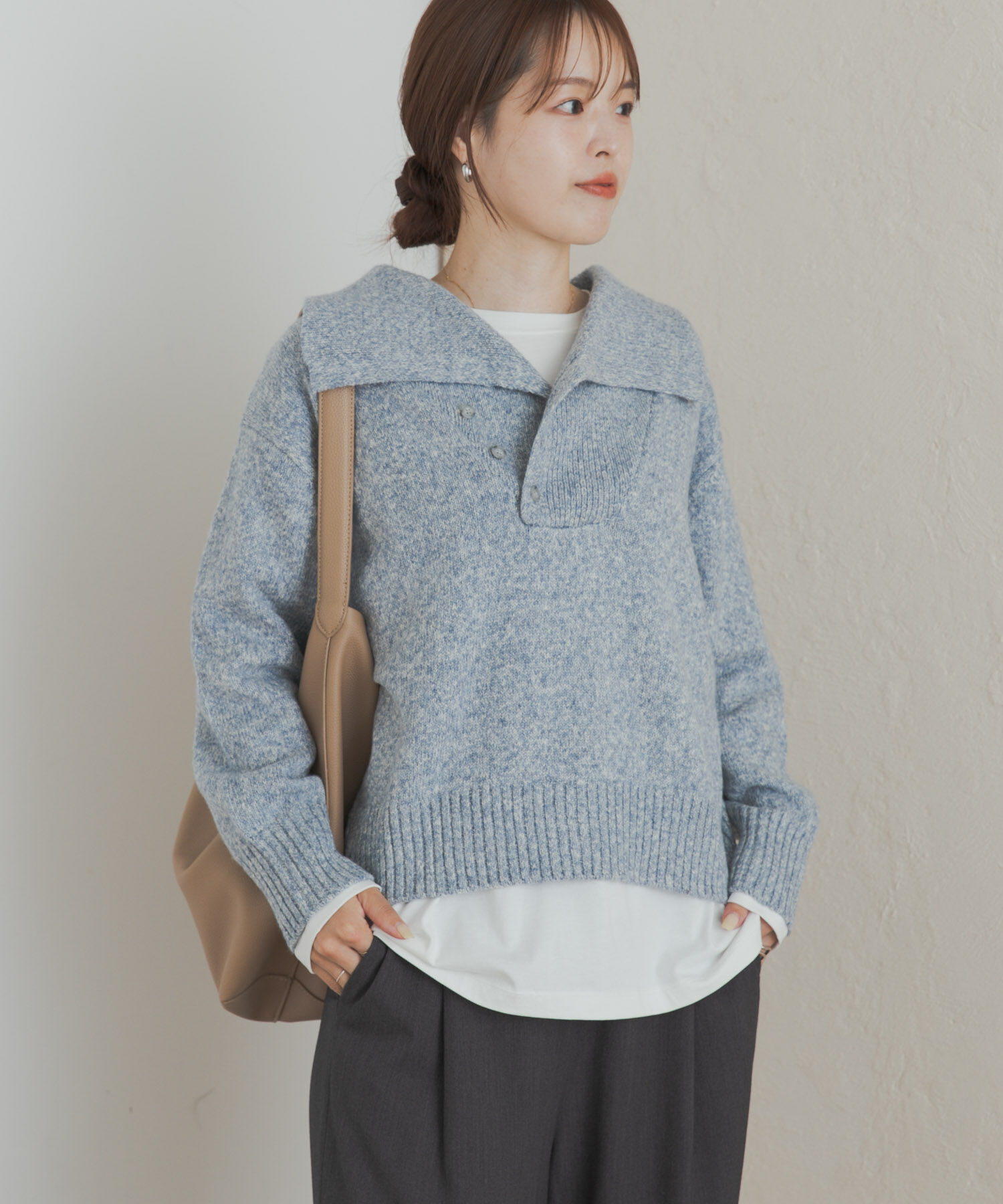 URBAN RESEARCH DOORS「変形カラーニットプルオーバー」|ニット・セーター|