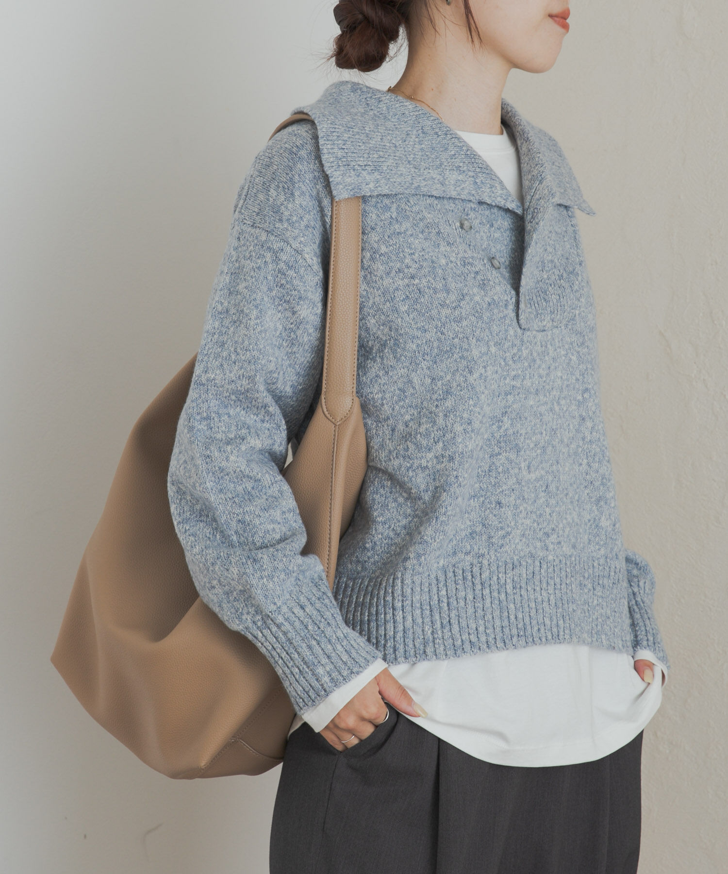 URBAN RESEARCH DOORS「変形カラーニットプルオーバー」|ニット・セーター|