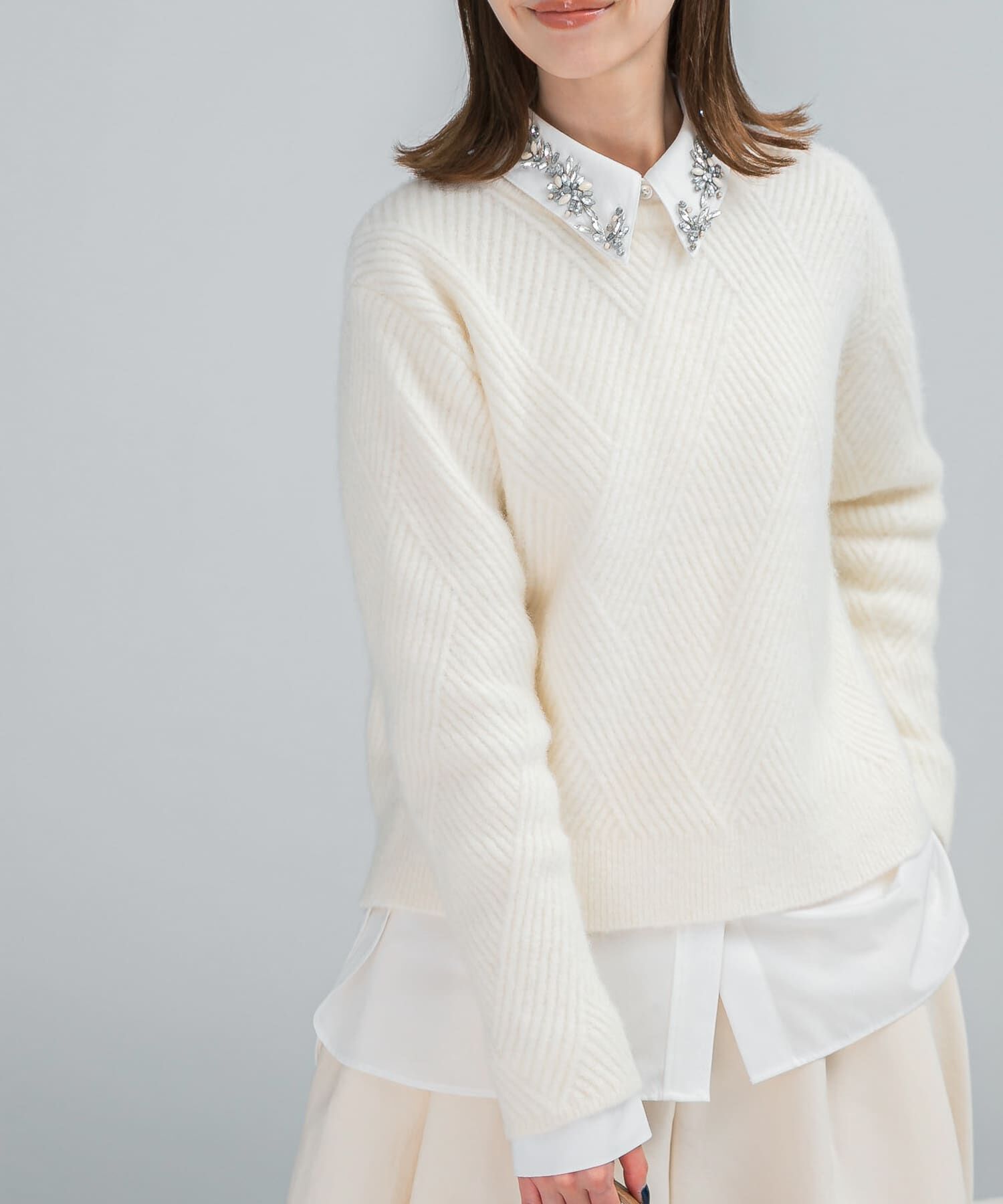 URBAN RESEARCH ROSSO「ダイヤ柄編ラメミックスニット」|ニット・セーター|