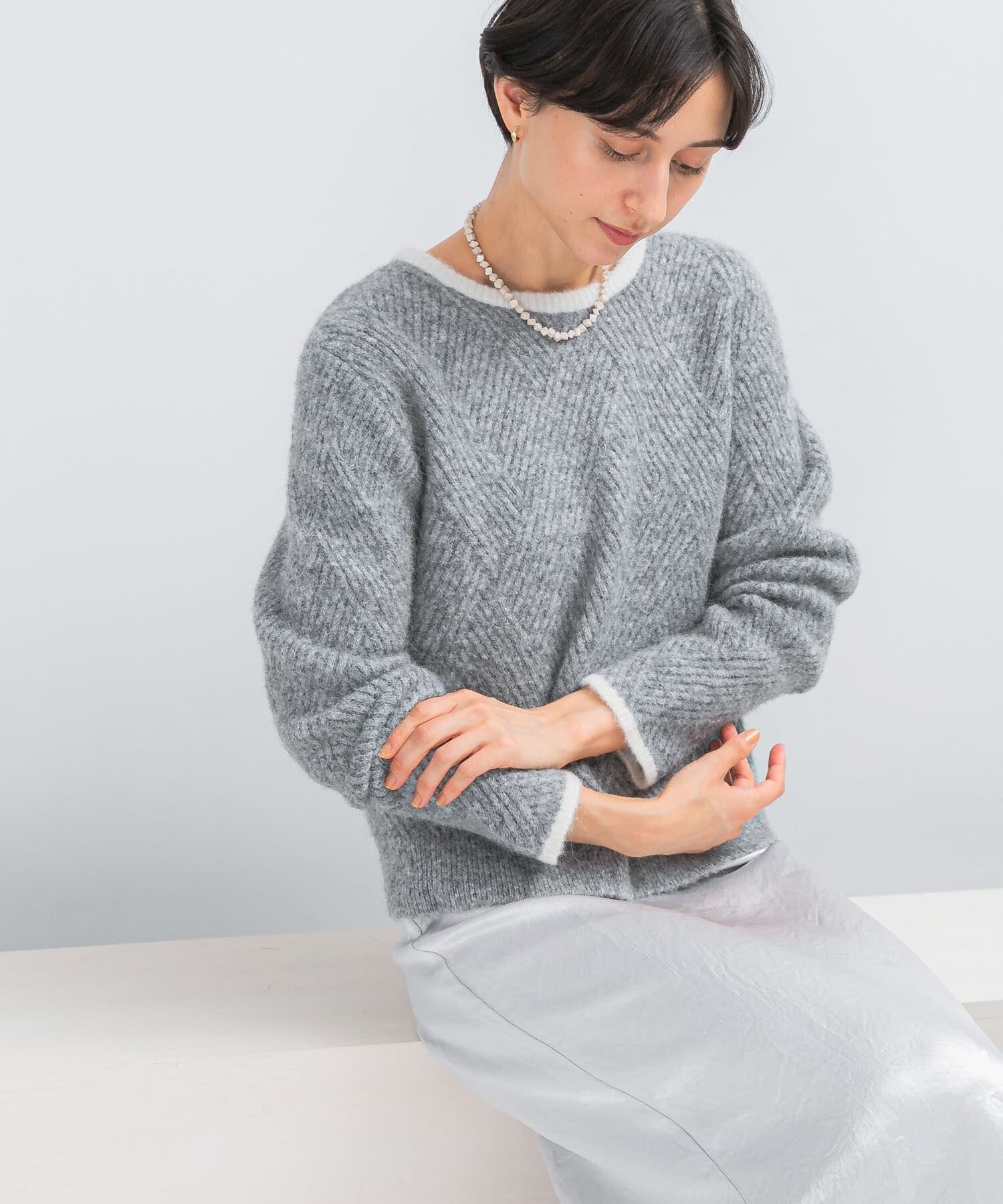 URBAN RESEARCH ROSSO「ダイヤ柄編ラメミックスニット」|ニット・セーター|