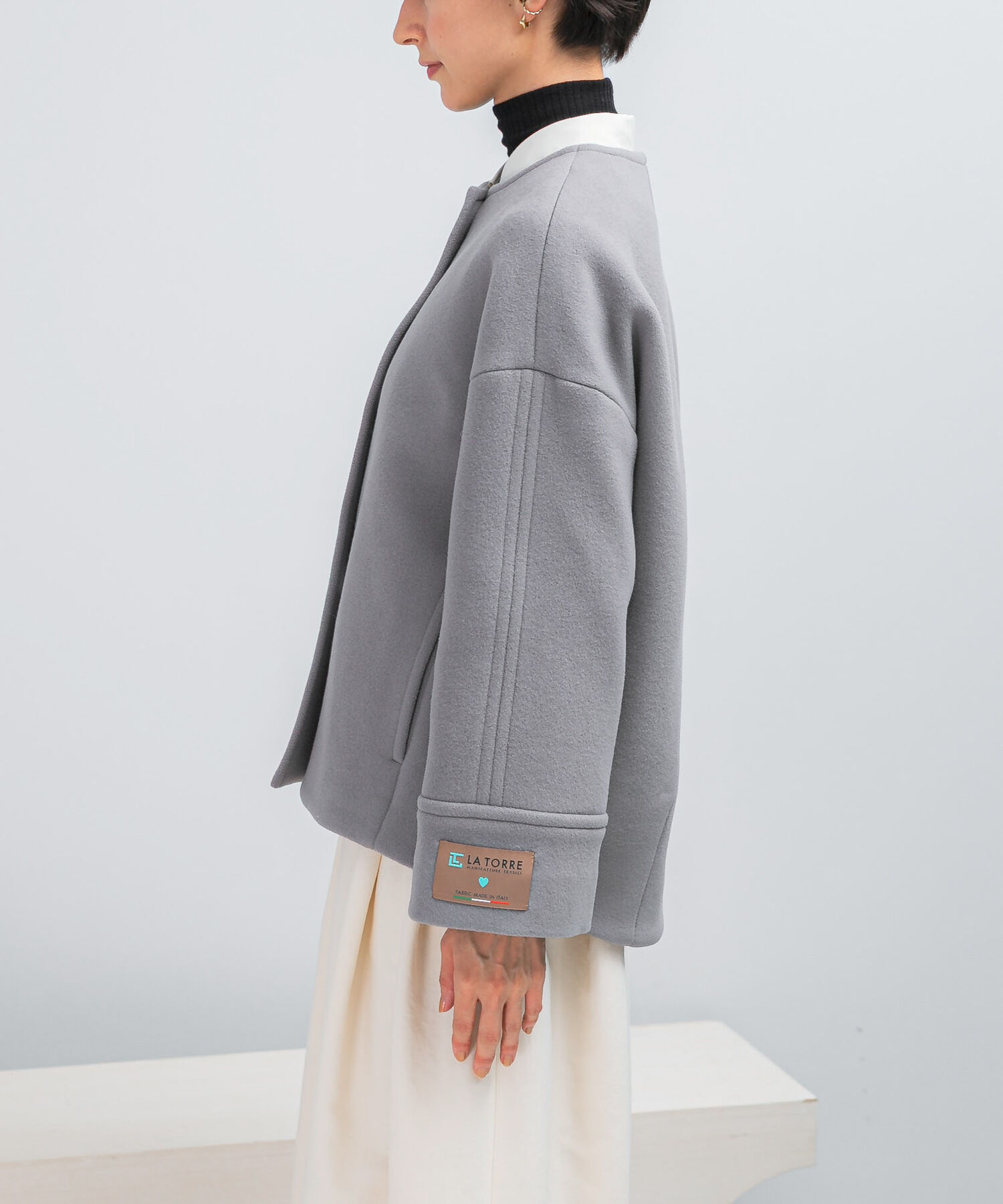 URBAN RESEARCH ROSSO「LA TORREショートノーカラーコート」|ノーカラーコート|