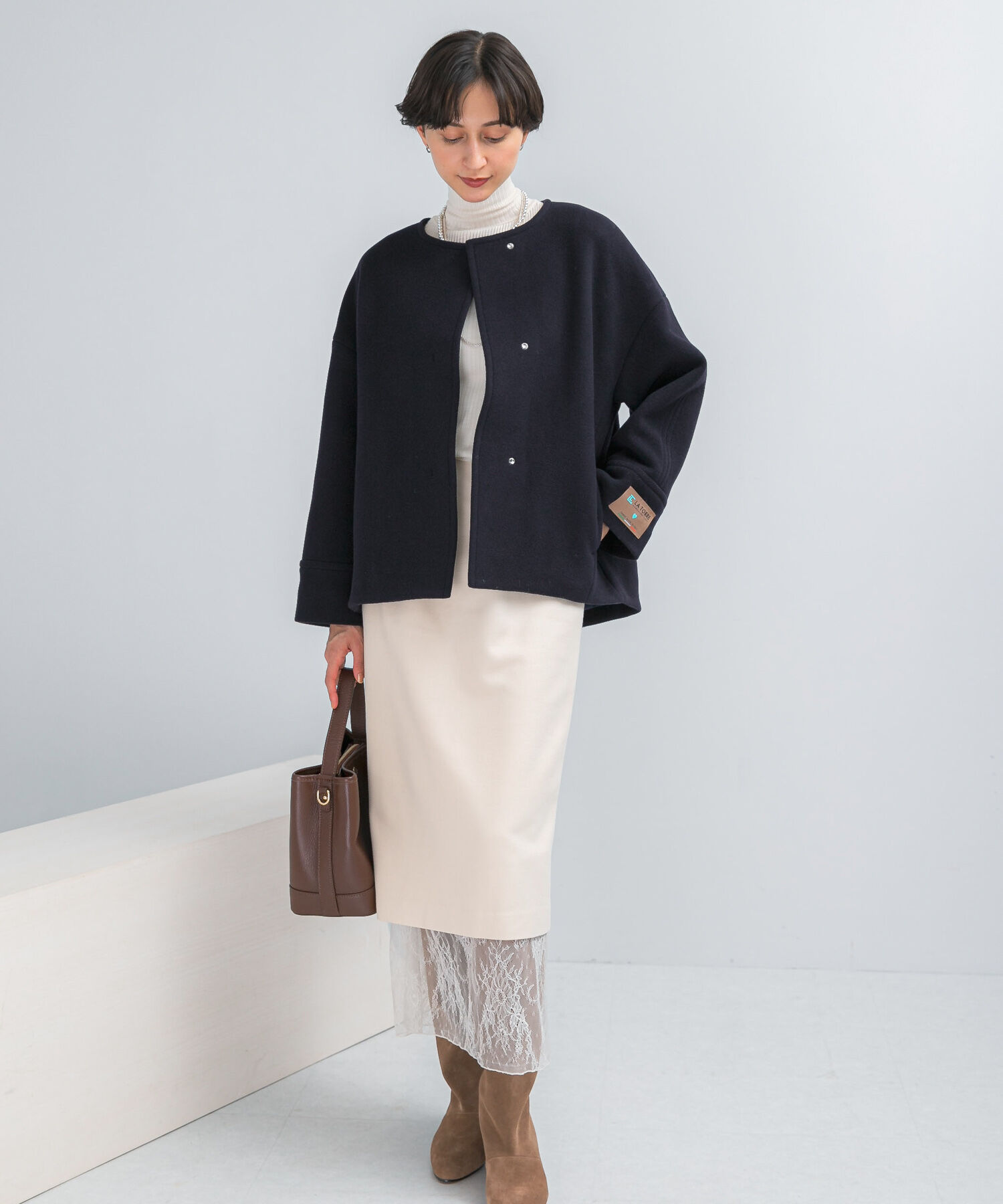 URBAN RESEARCH ROSSO「LA TORREショートノーカラーコート」|ノーカラーコート|