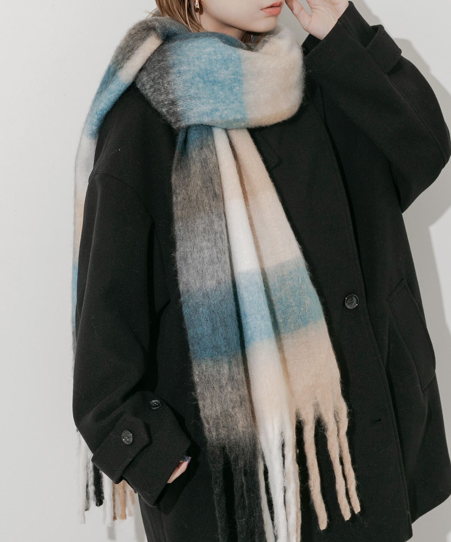 SMELLY「ボリュームチェックマフラー」|マフラー|