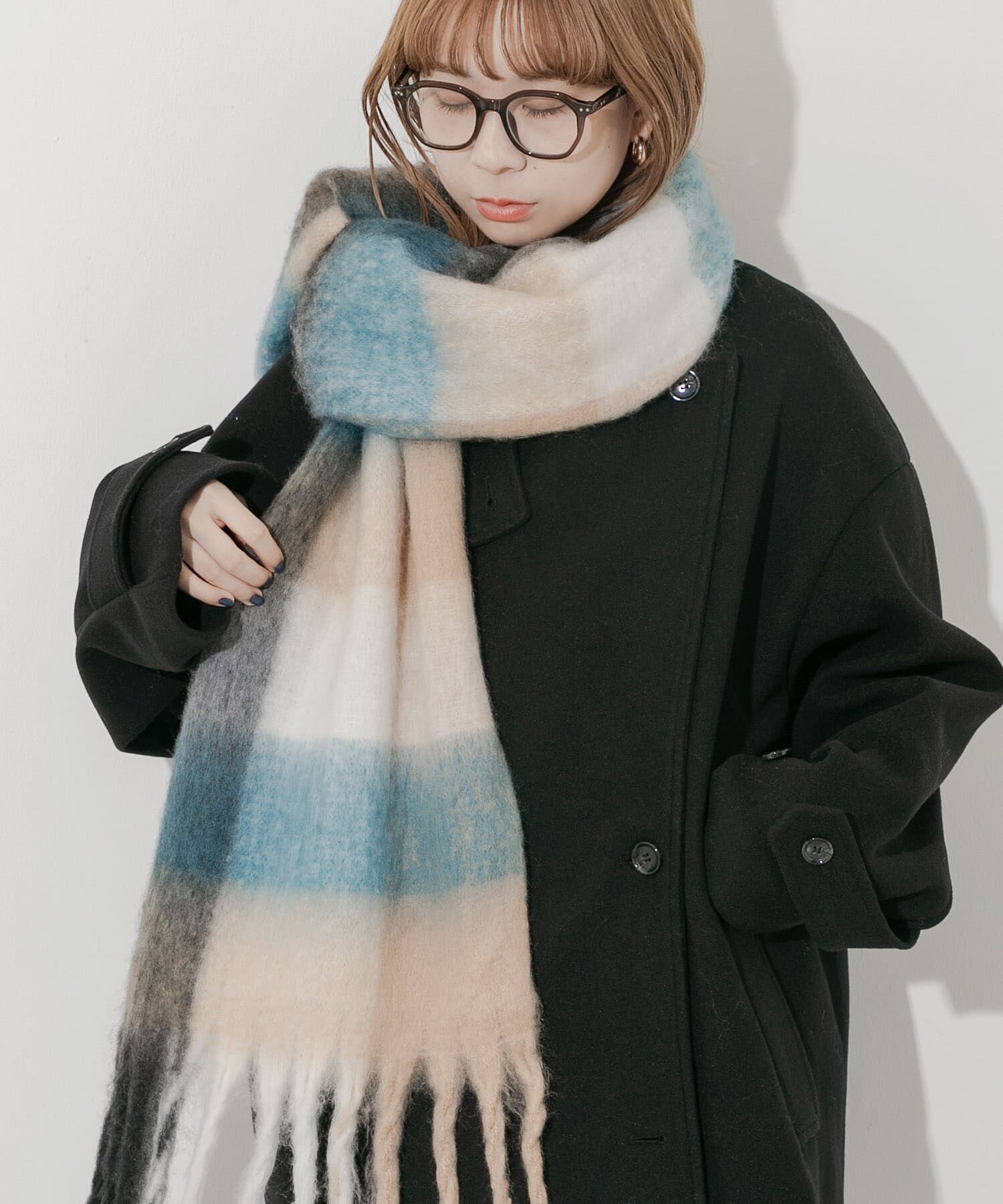 SMELLY「ボリュームチェックマフラー」|マフラー|