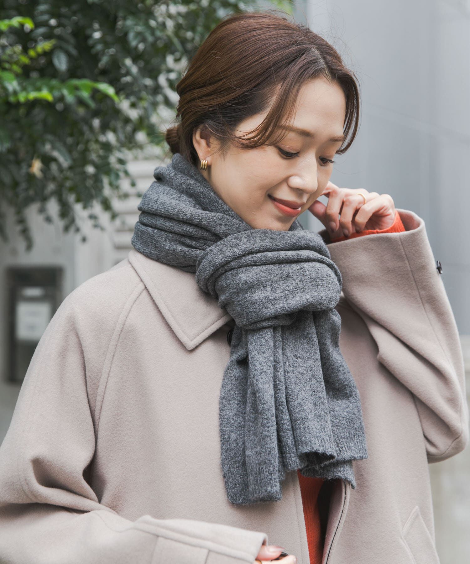 URBAN RESEARCH DOORS「メランジニットストール」|ストール|チャコールグレー