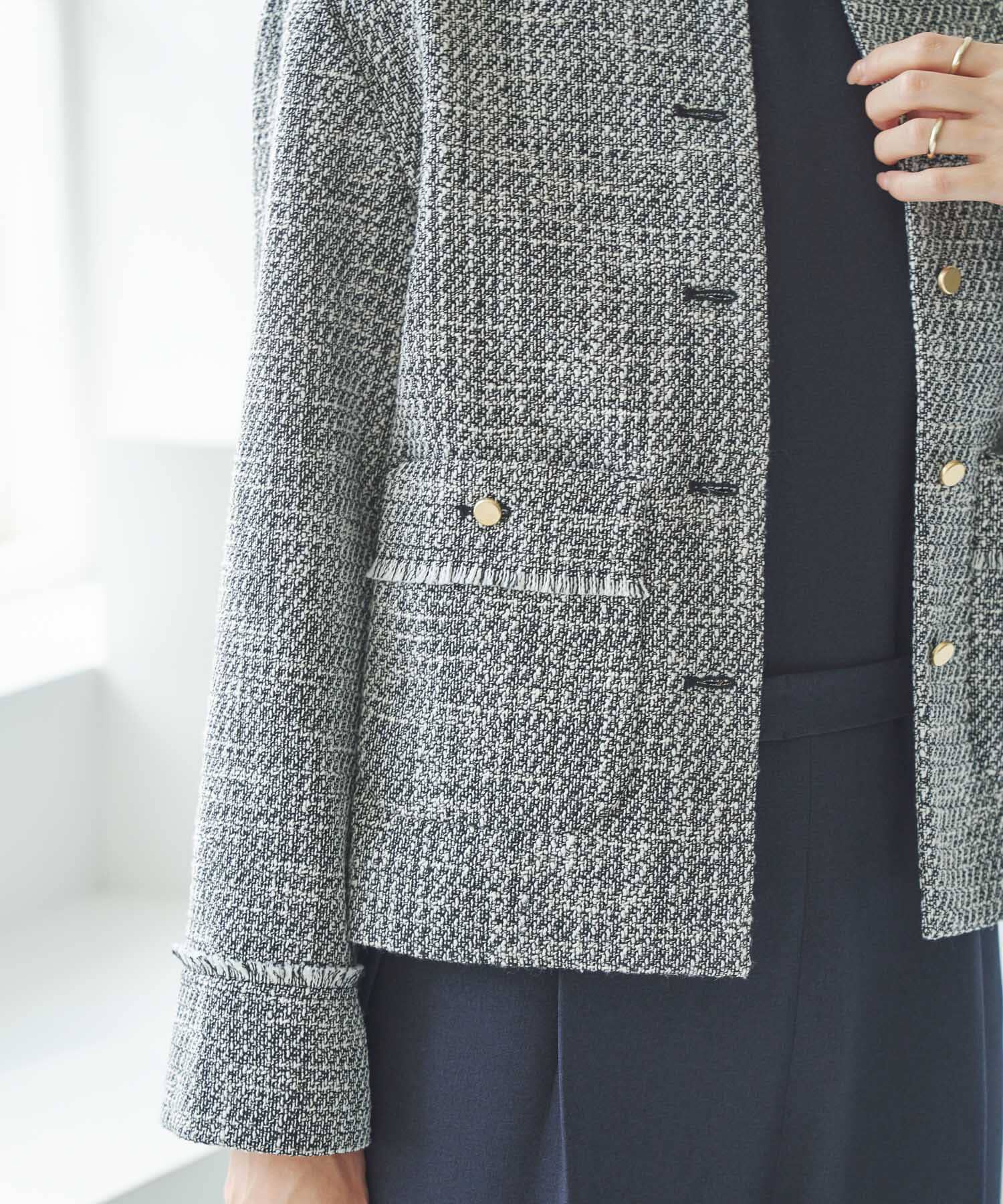 URBAN RESEARCH「ノーカラーツイードジャケット」|ノーカラージャケット|