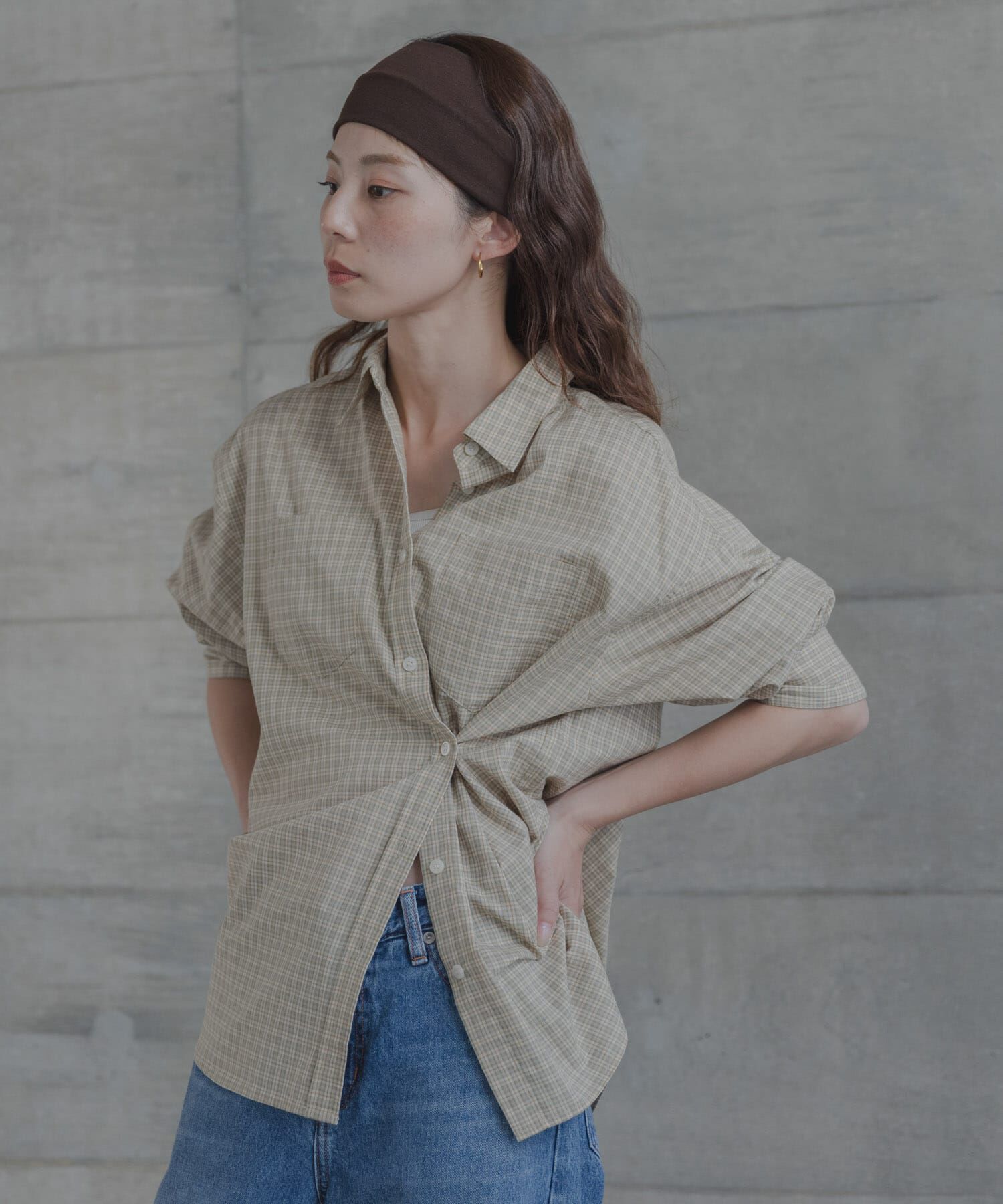 Sonny Label 「ドビーチェックアシメシャツ」|シャツ・ブラウス|