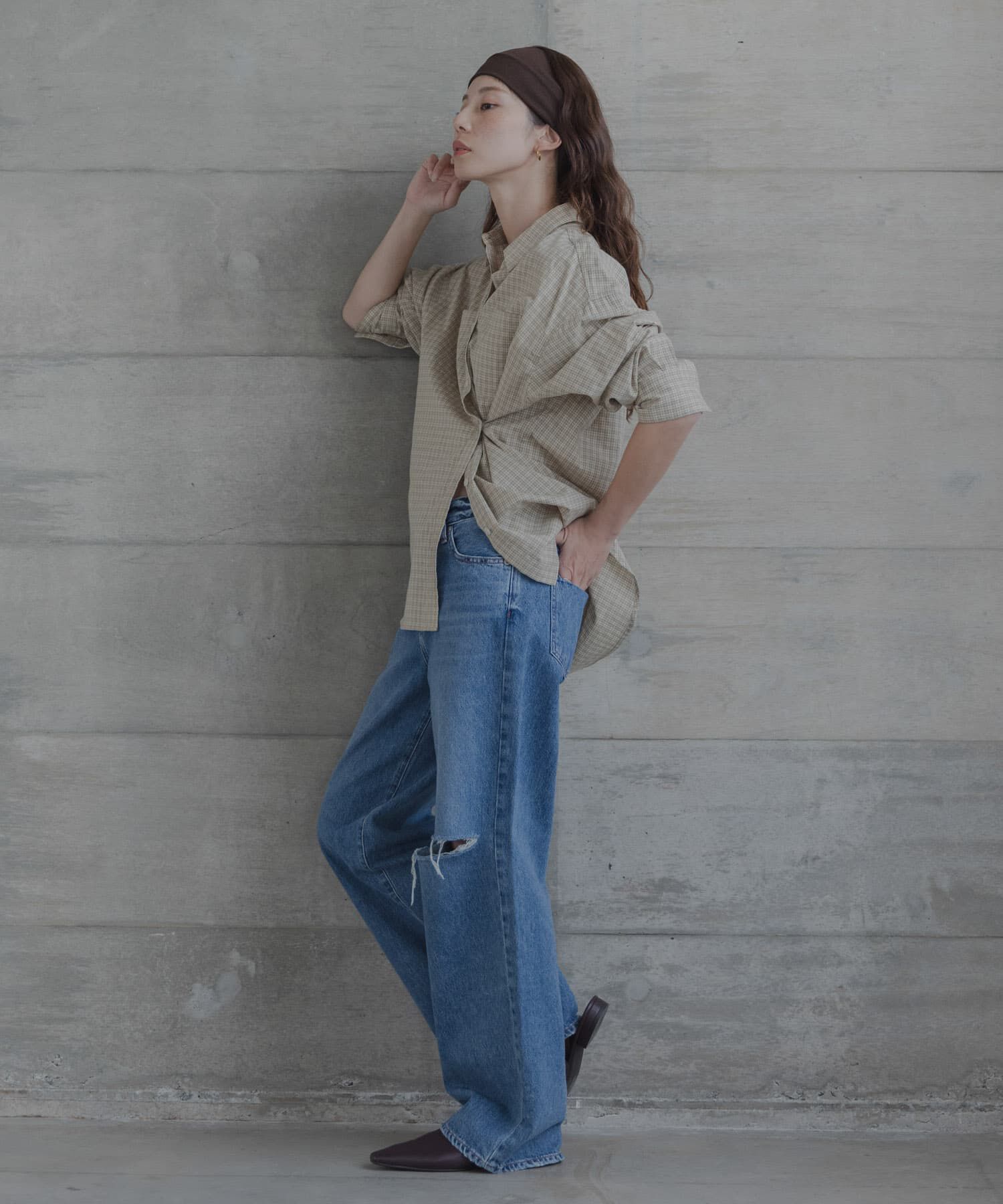 Sonny Label 「ドビーチェックアシメシャツ」|シャツ・ブラウス|