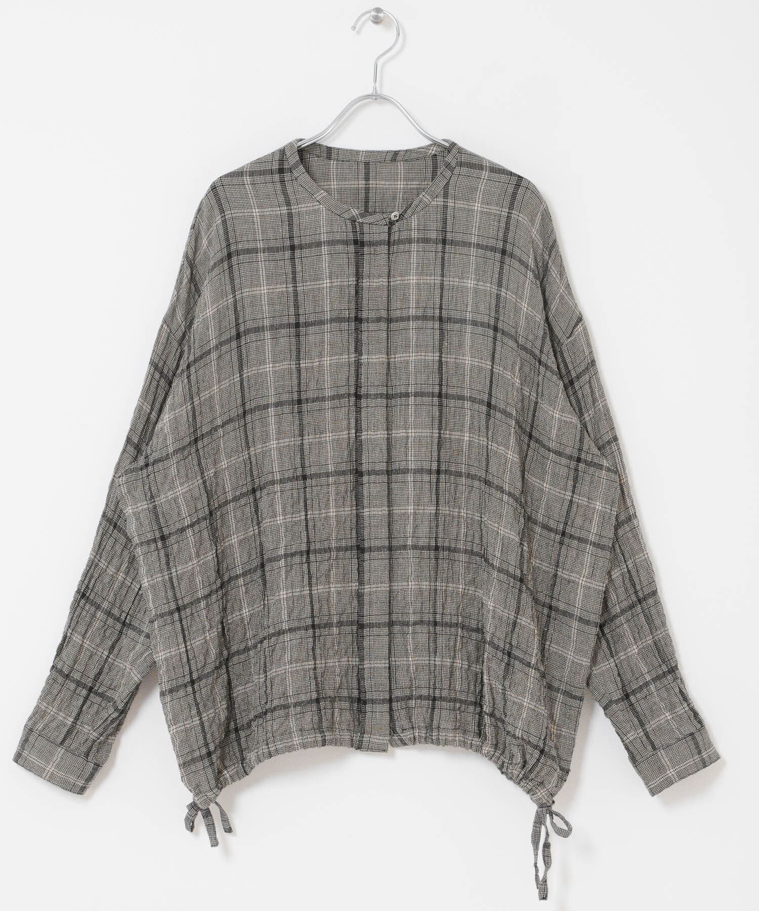 かぐれ「リネンレーヨンチェックシャツカーディガン」|シャツ・ブラウス|