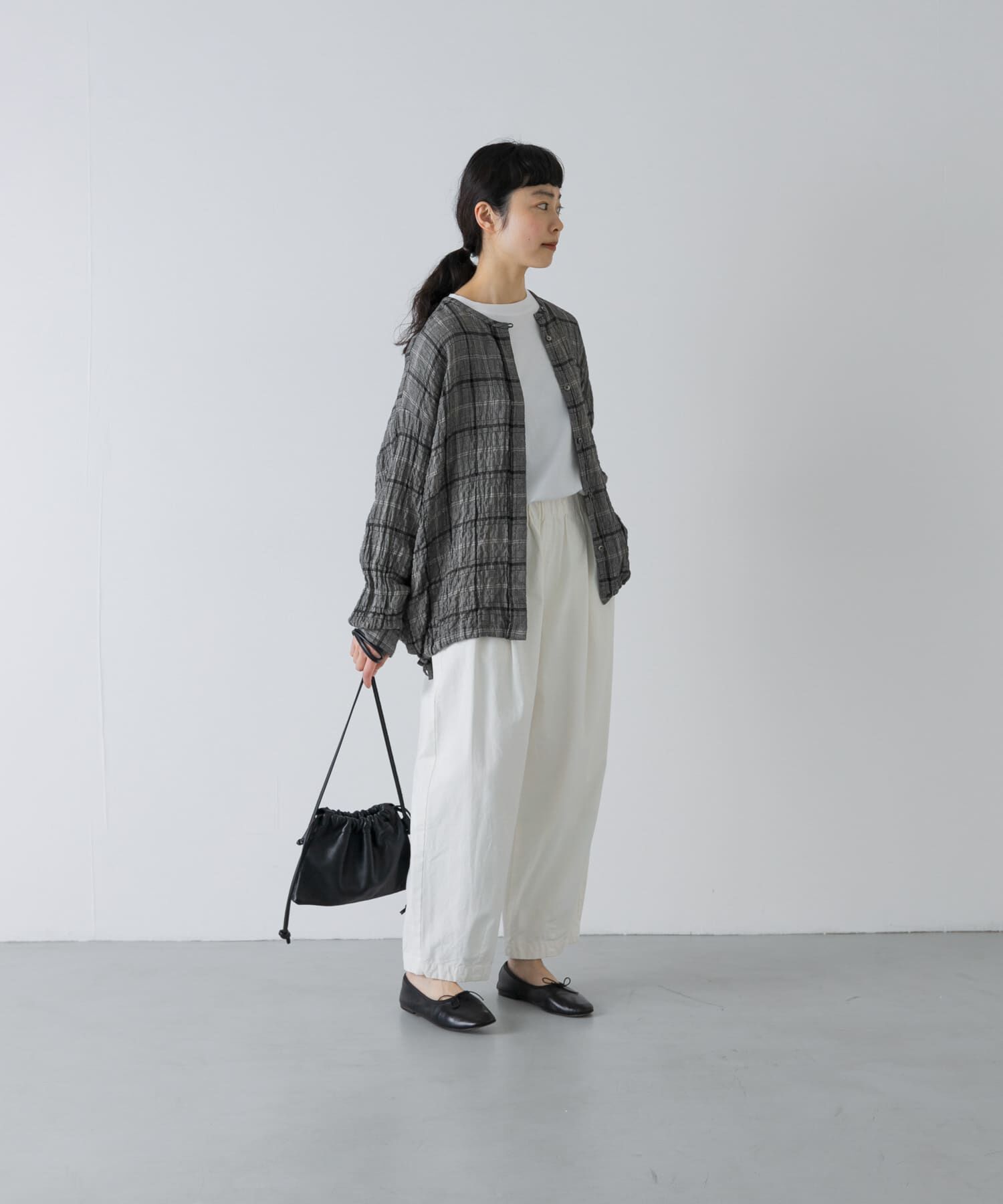 かぐれ「リネンレーヨンチェックシャツカーディガン」|シャツ・ブラウス|