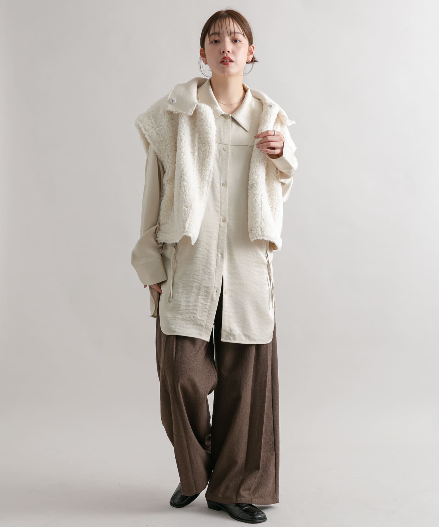  「マルチWAYボアジャケット」|ノーカラーコート|