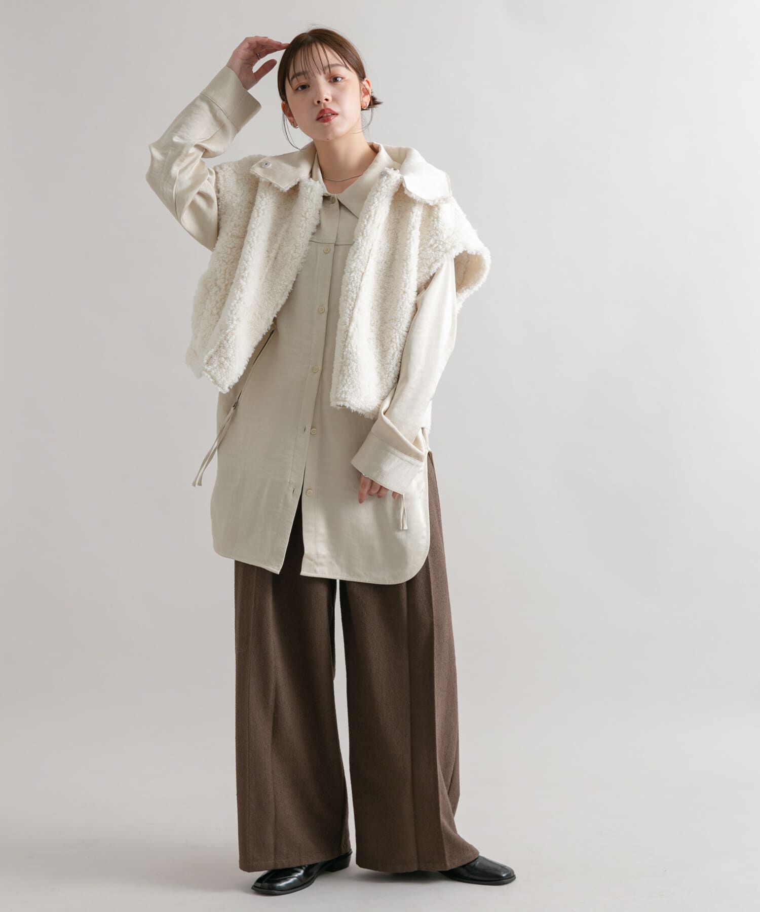  「マルチWAYボアジャケット」|ノーカラーコート|