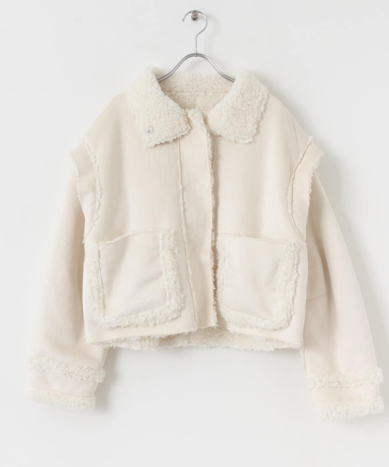  「マルチWAYボアジャケット」|ノーカラーコート|