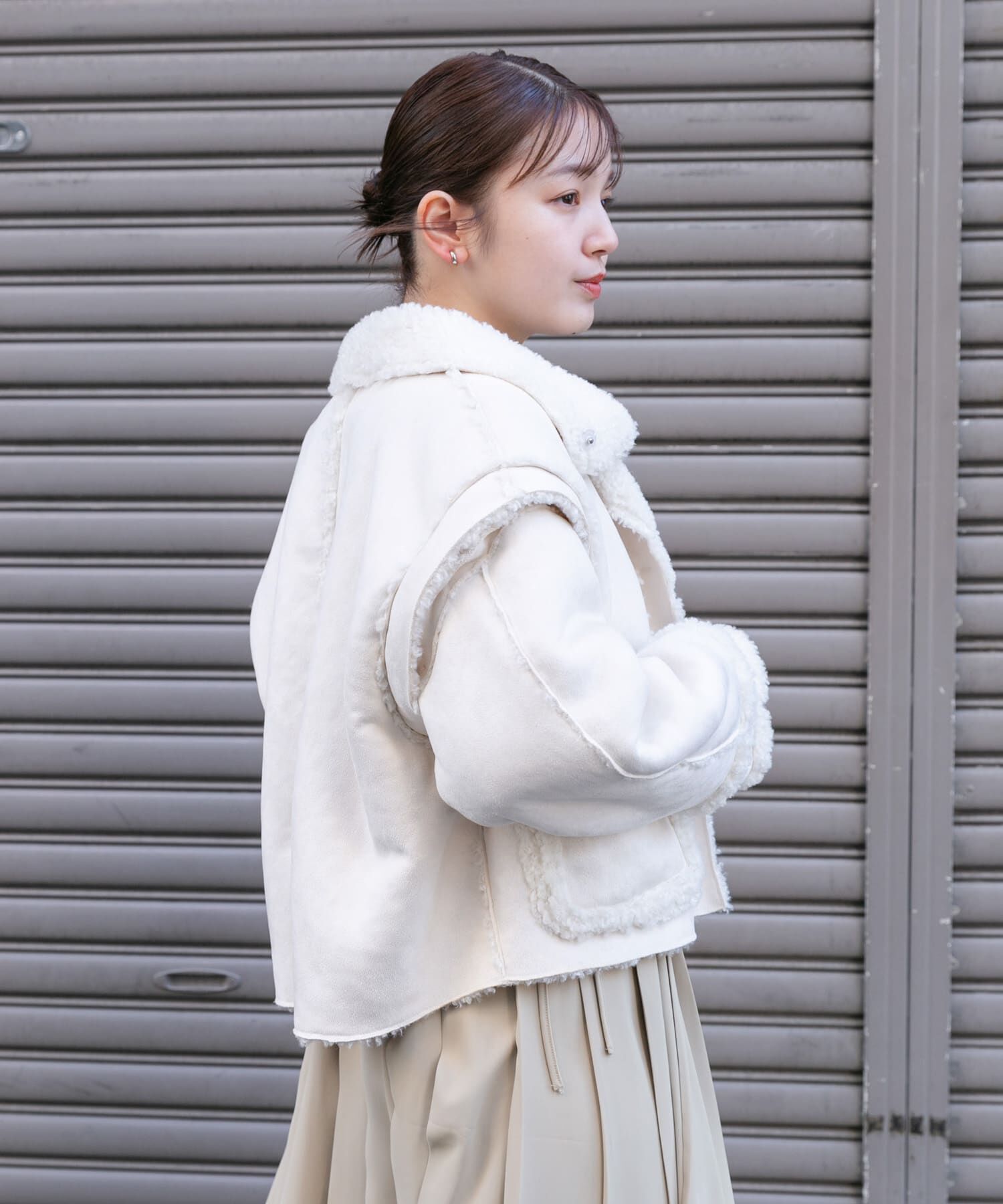  「マルチWAYボアジャケット」|ノーカラーコート|