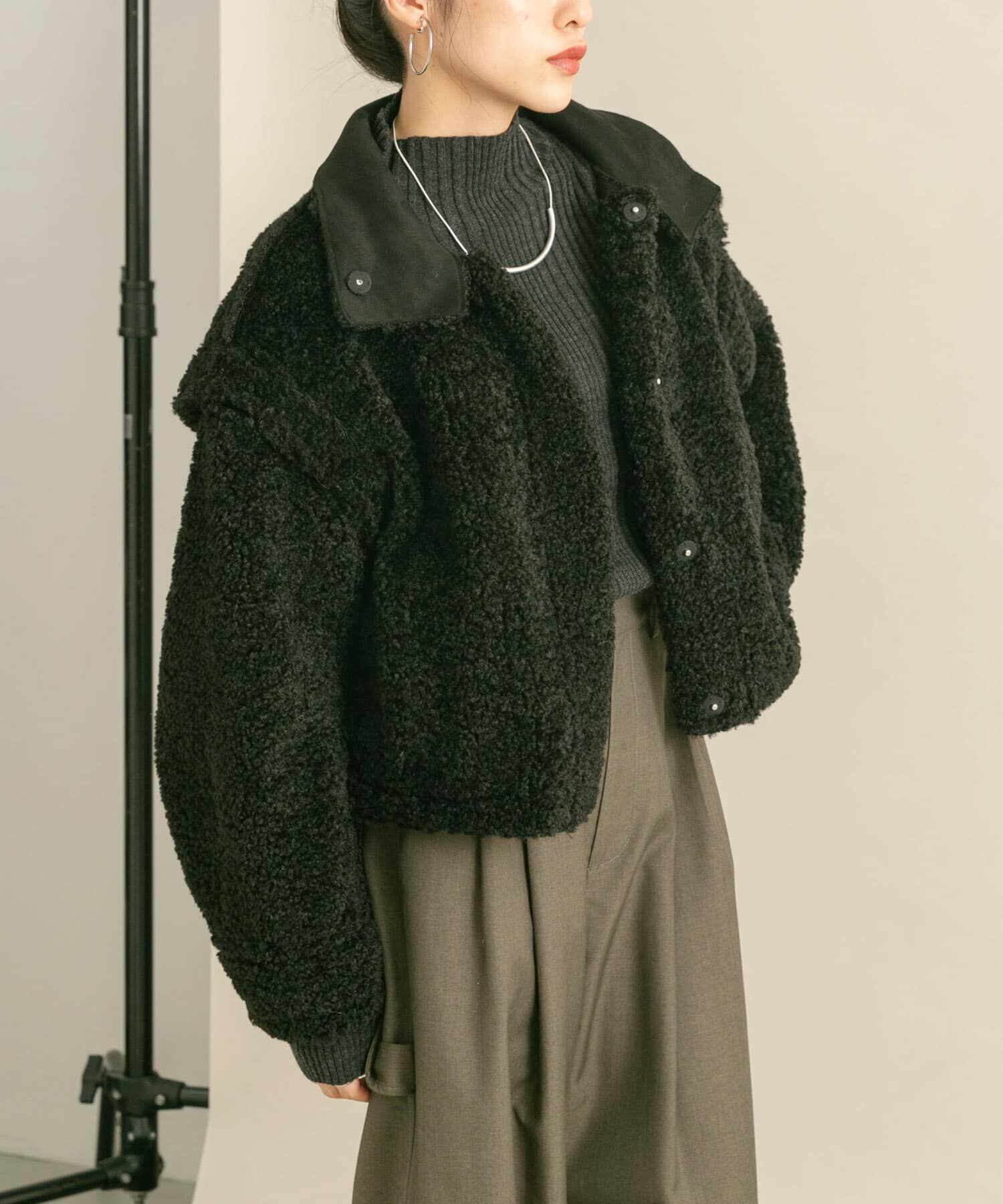  「マルチWAYボアジャケット」|ノーカラーコート|