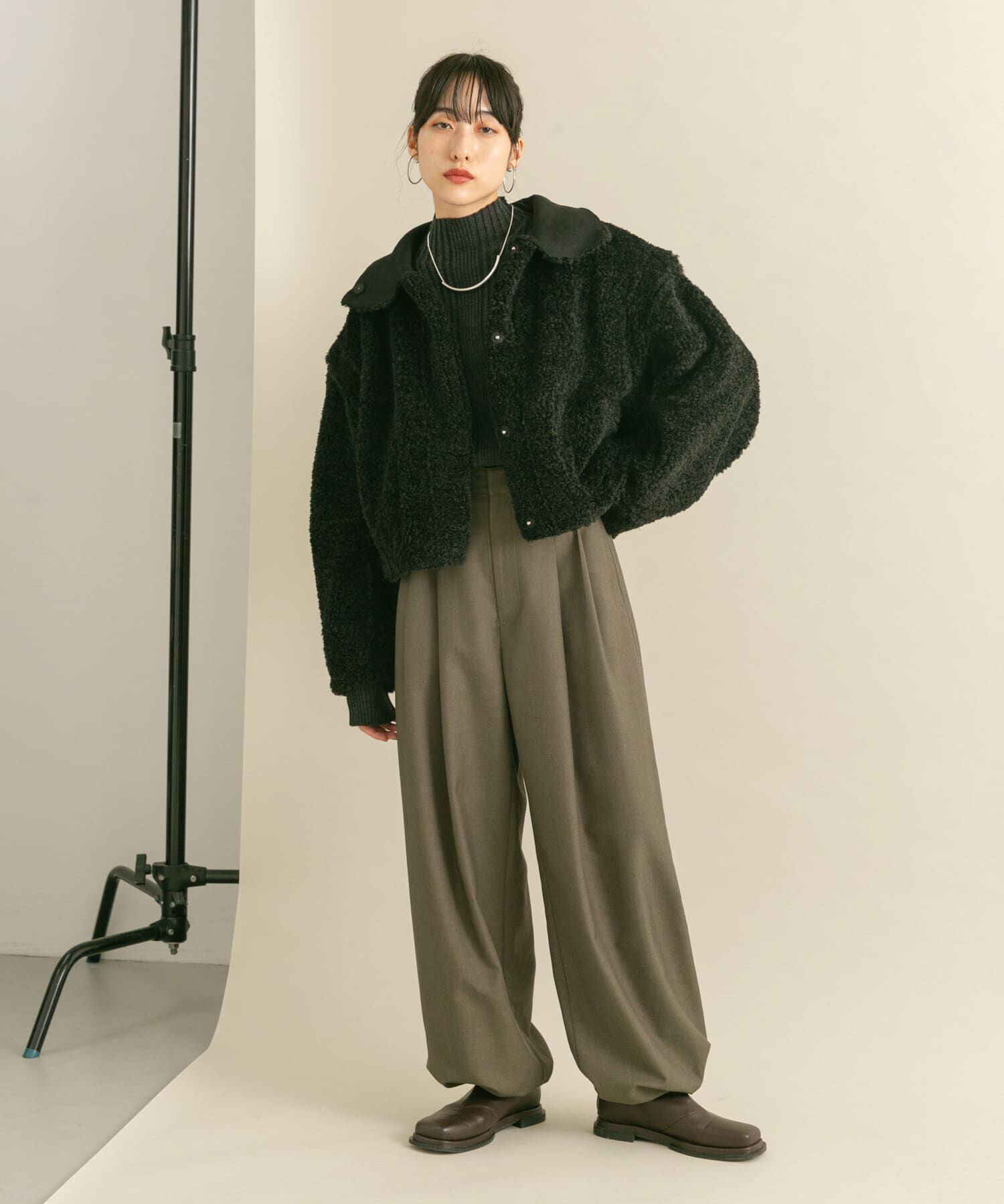  「マルチWAYボアジャケット」|ノーカラーコート|