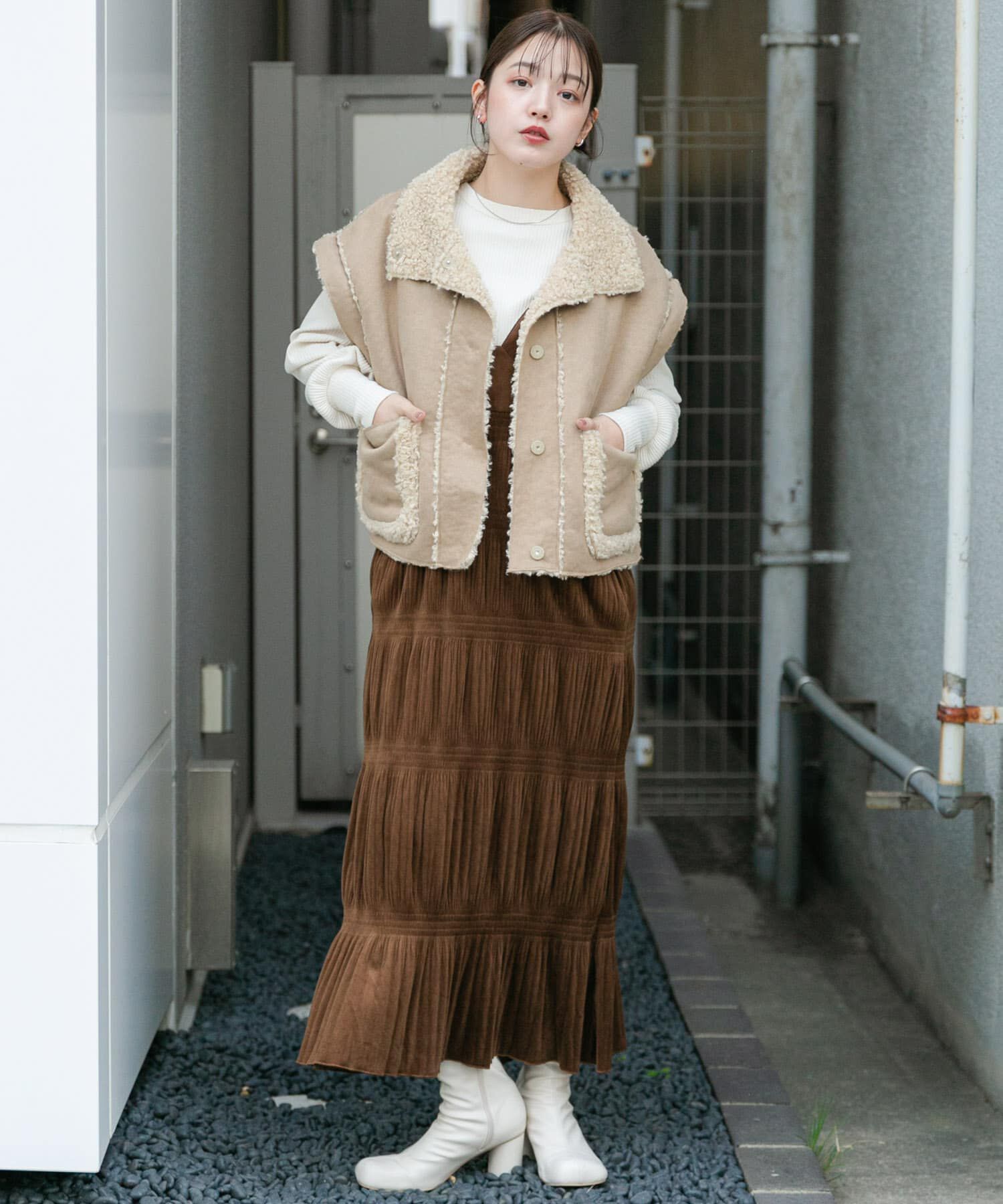  「マルチWAYボアジャケット」|ノーカラーコート|