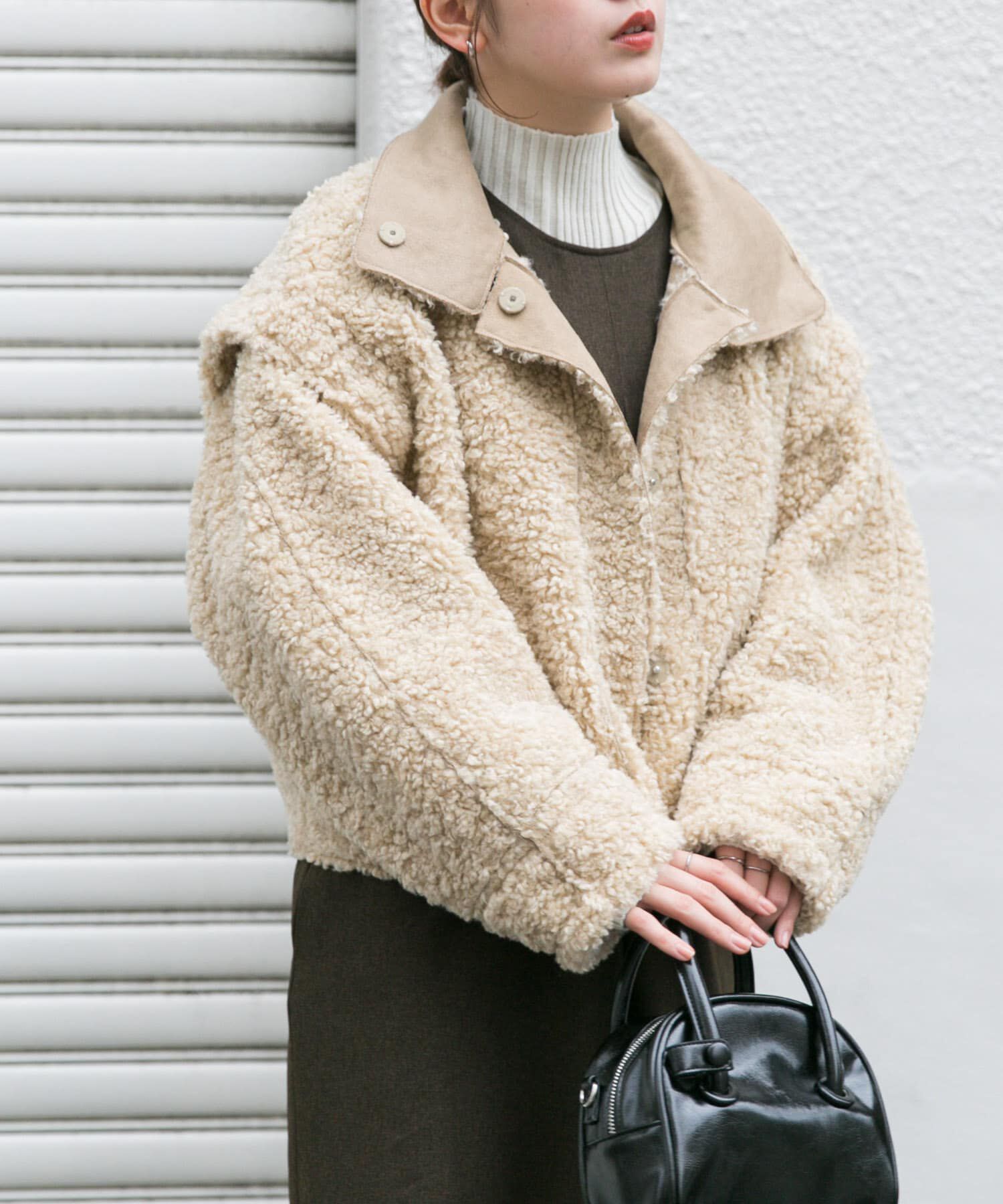  「マルチWAYボアジャケット」|ノーカラーコート|