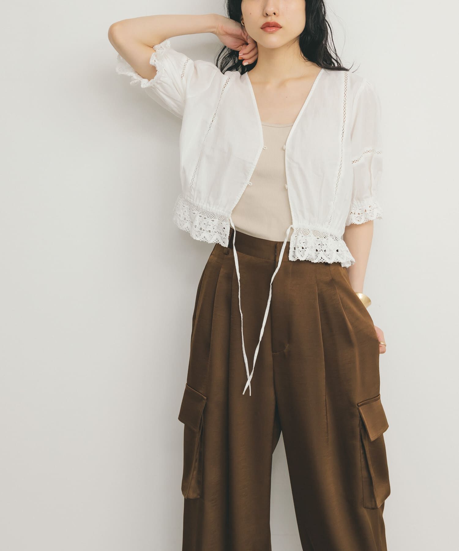  「2WAYコンパクトレースブラウス」|シャツ・ブラウス|