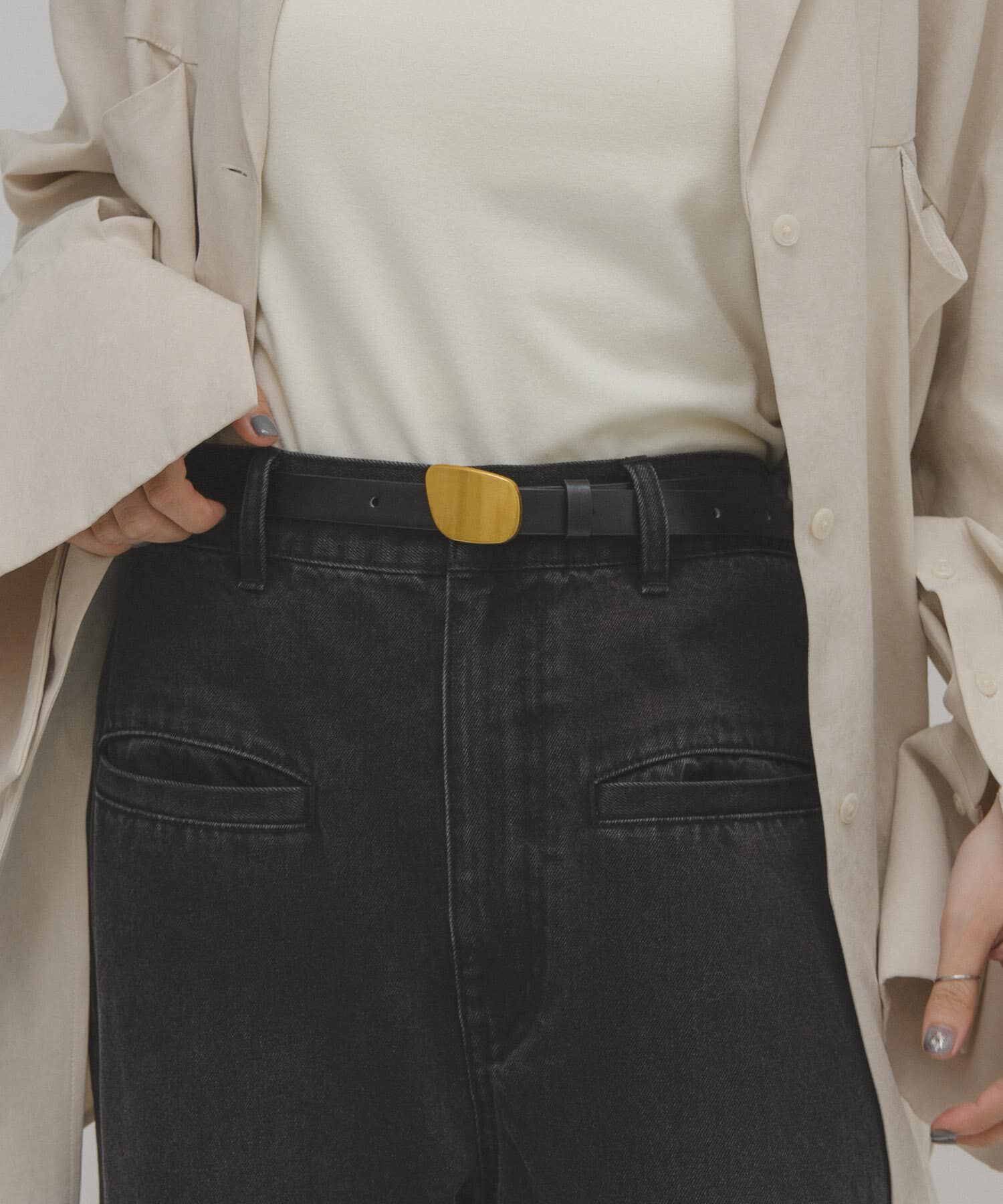  「プレートバックルベルト」|ベルト|ブラック