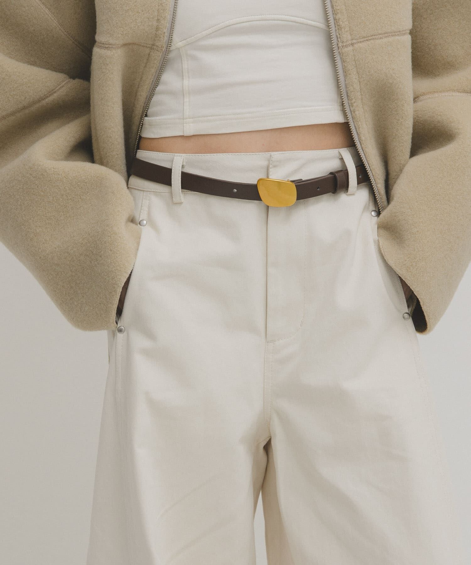  「プレートバックルベルト」|ベルト|ブラウン