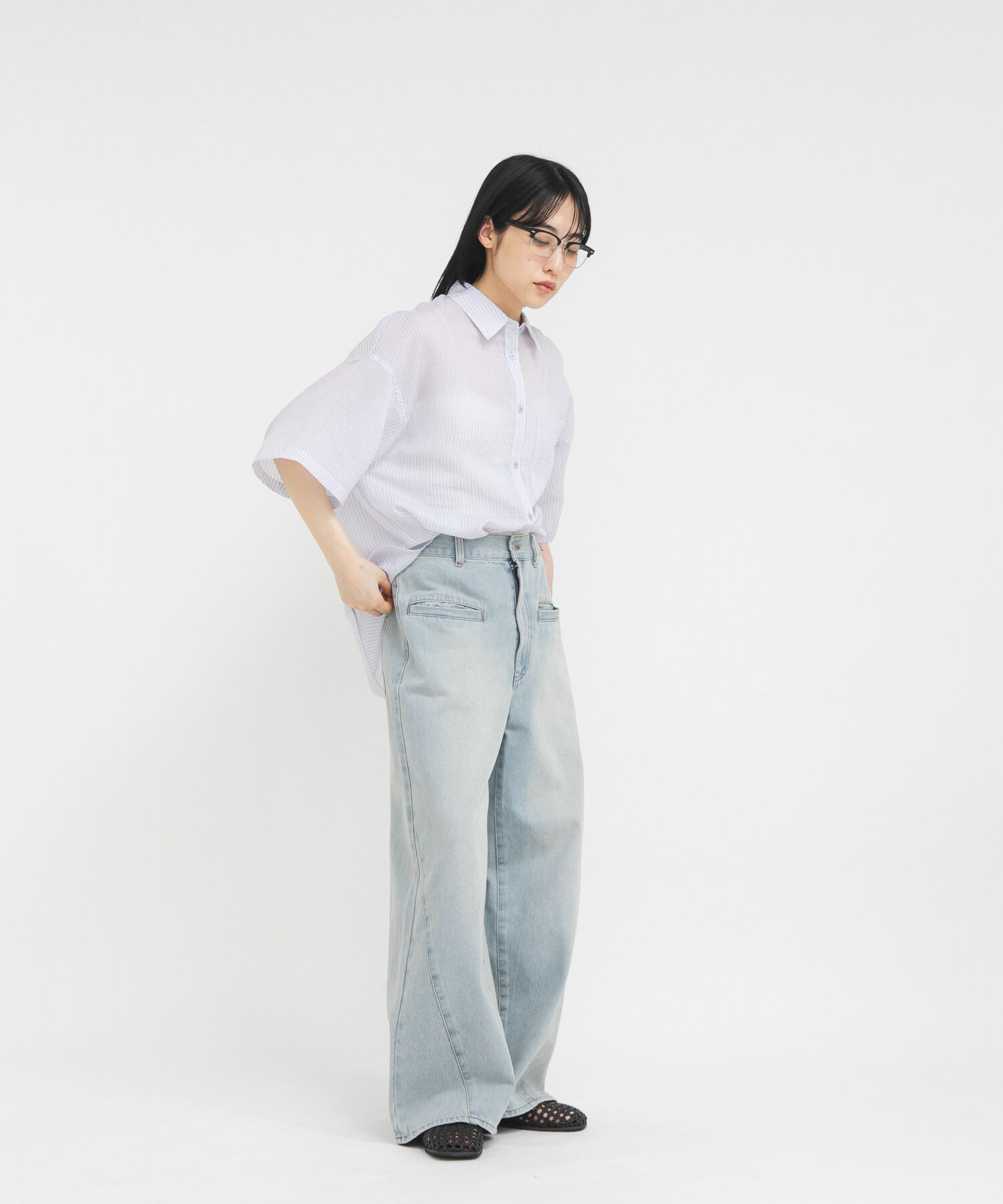  「スクエアトゥメッシュシューズ」|サンダル|