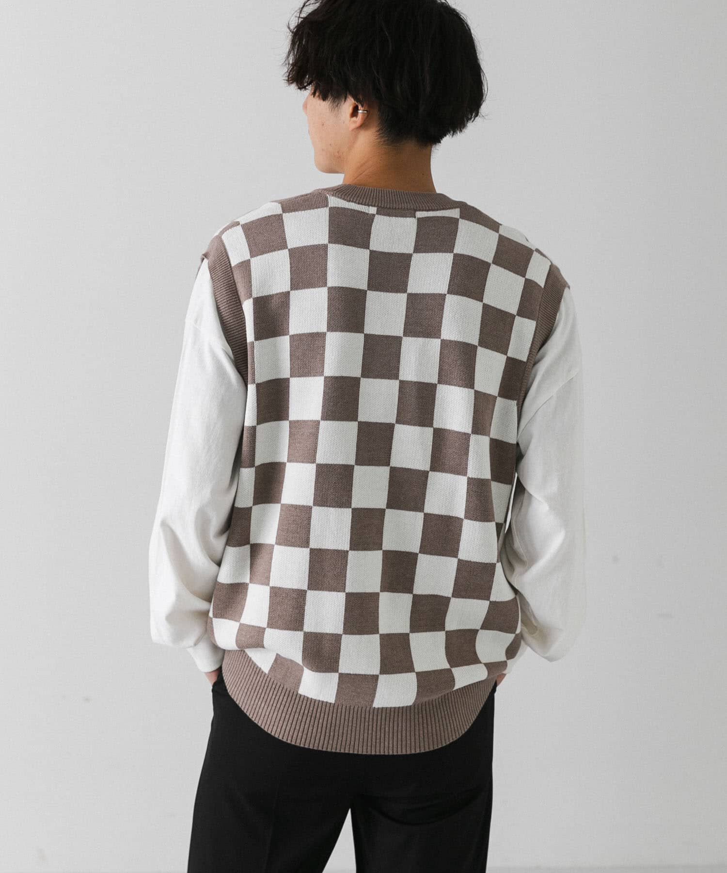 SENSE OF PLACE by URBAN RESEARCH「ブロックチェックカーディガンニットベスト」|ベスト・ジレ|