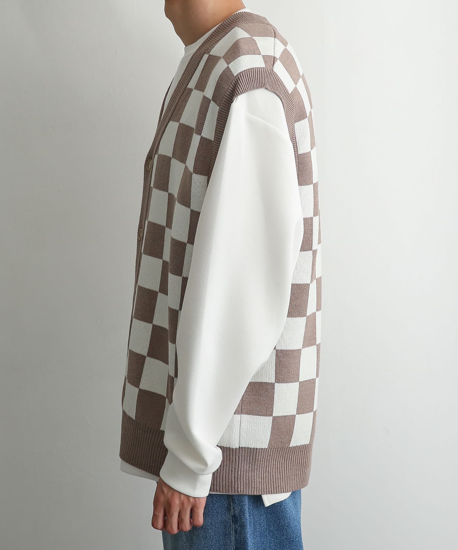 SENSE OF PLACE by URBAN RESEARCH「ブロックチェックカーディガンニットベスト」|ベスト・ジレ|