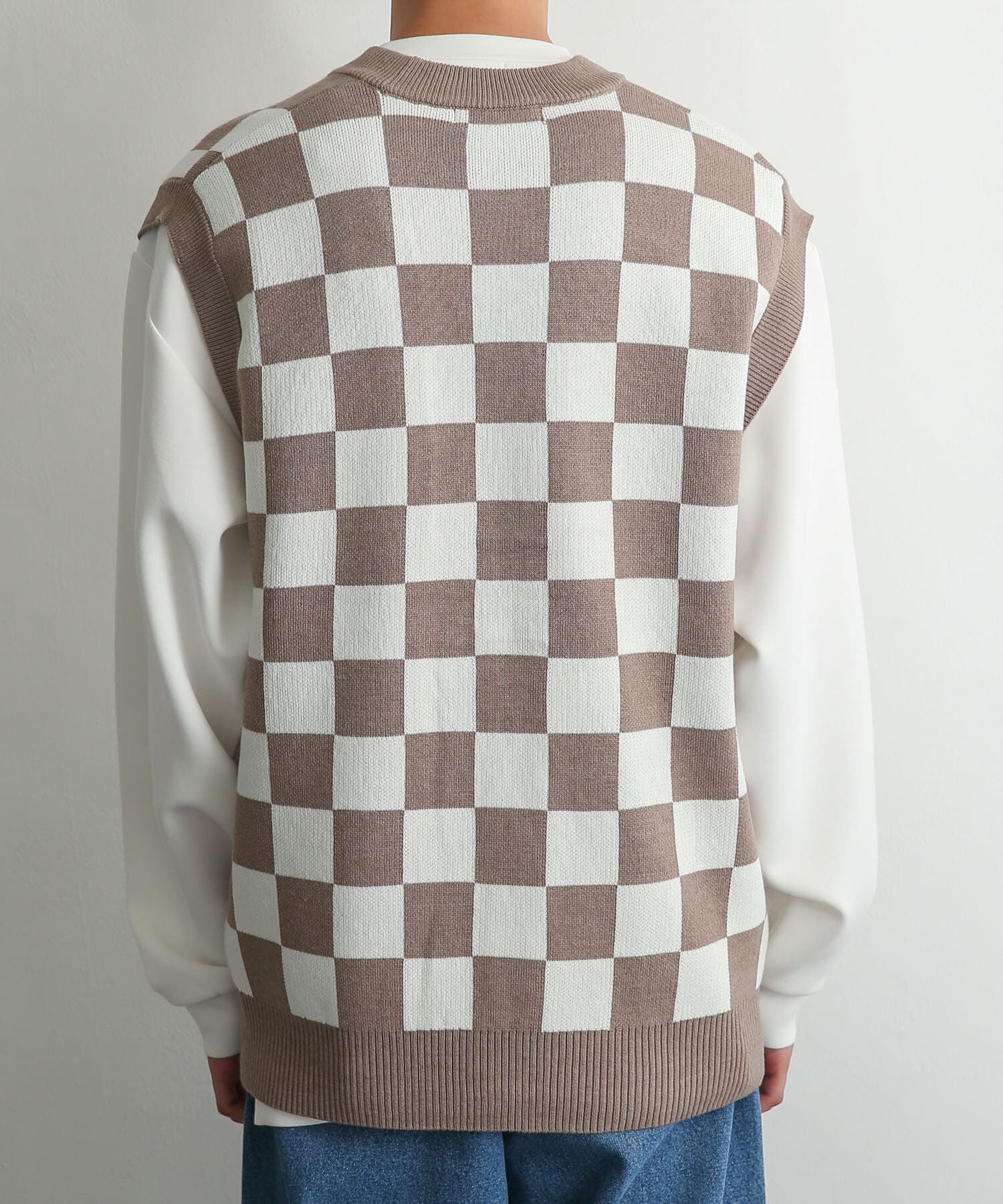 SENSE OF PLACE by URBAN RESEARCH「ブロックチェックカーディガンニットベスト」|ベスト・ジレ|