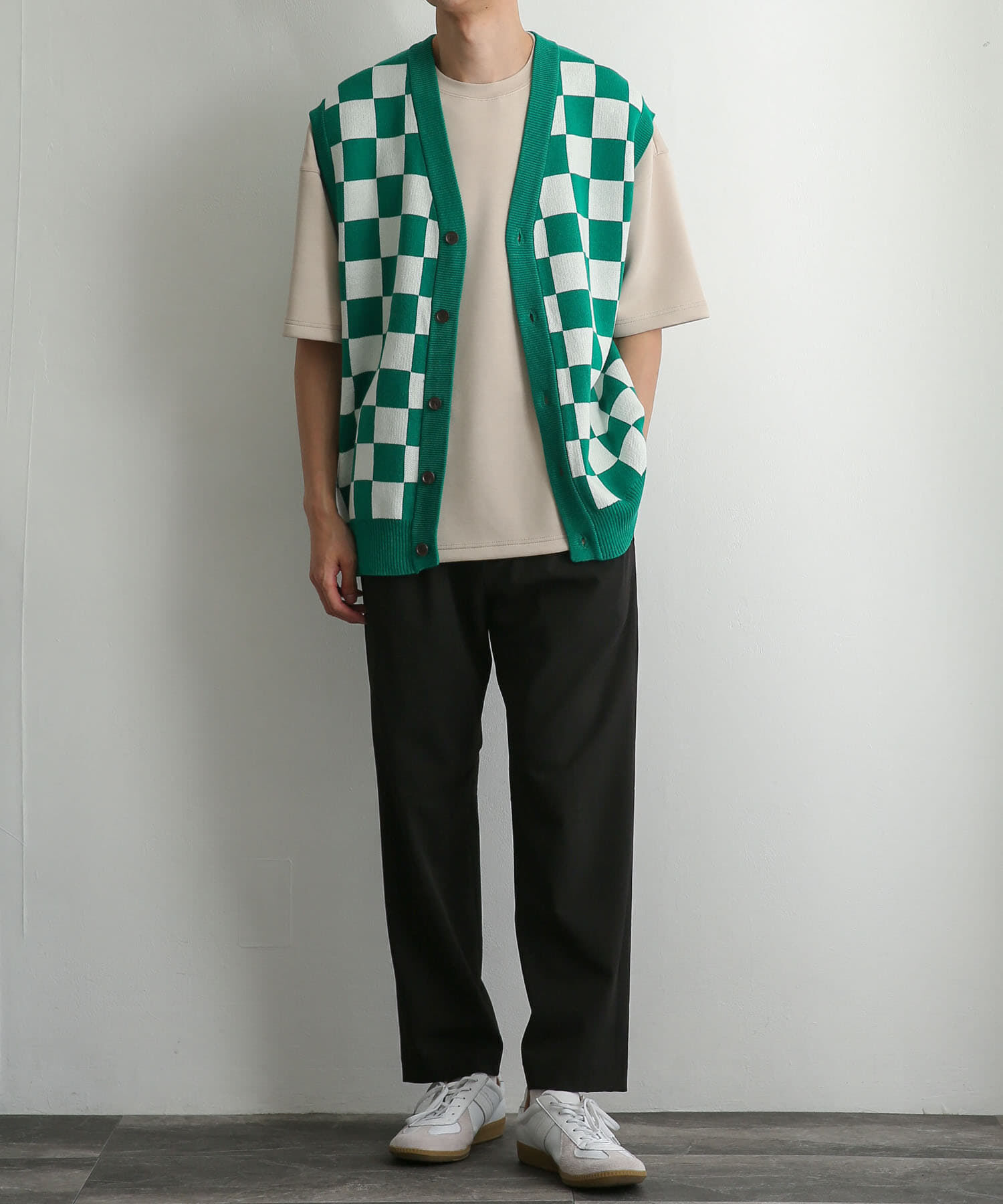 SENSE OF PLACE by URBAN RESEARCH「ブロックチェックカーディガンニットベスト」|ベスト・ジレ|