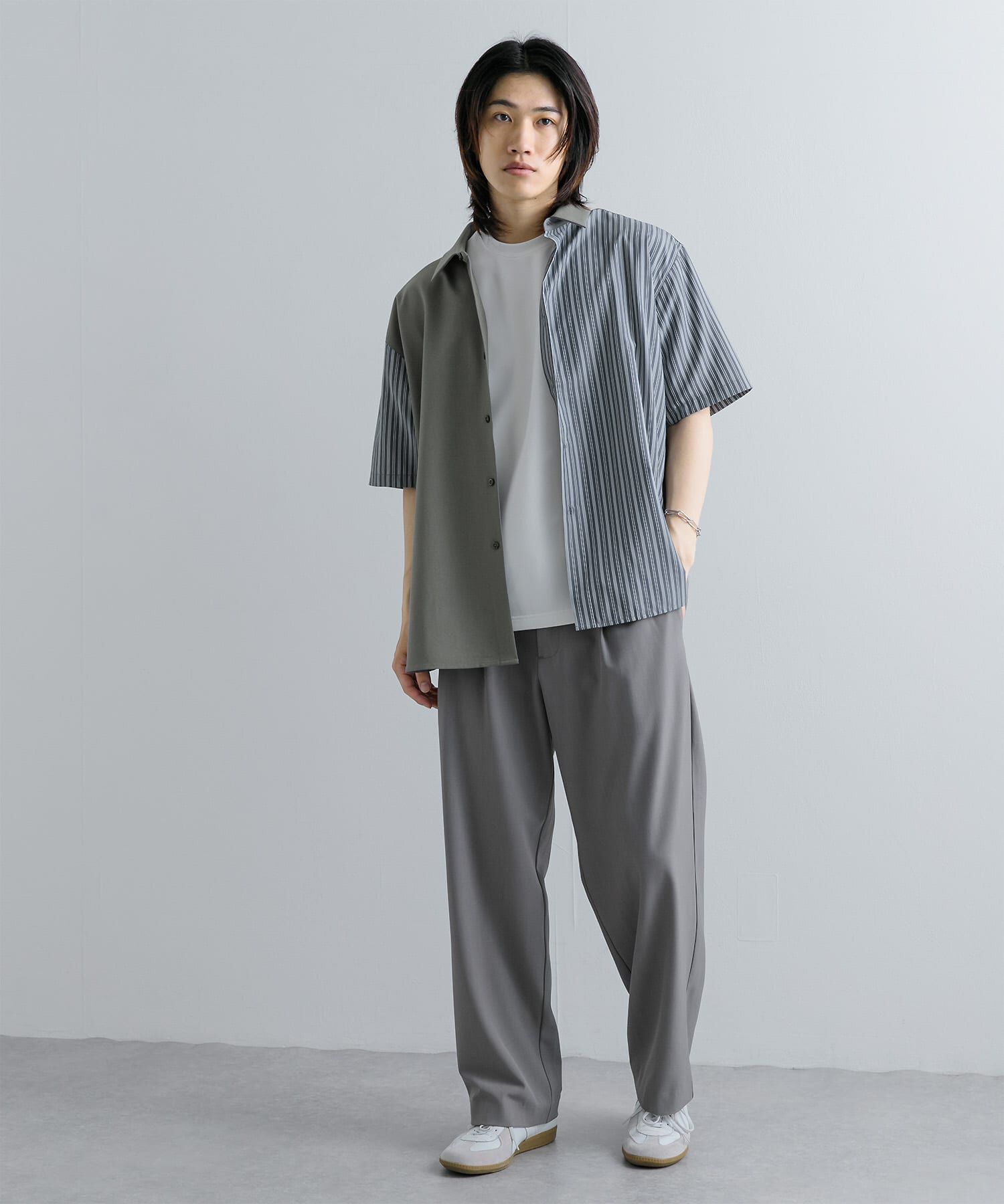 SENSE OF PLACE by URBAN RESEARCH「ストライプブロックドシャツ(5分袖)」|シャツ・ブラウス|