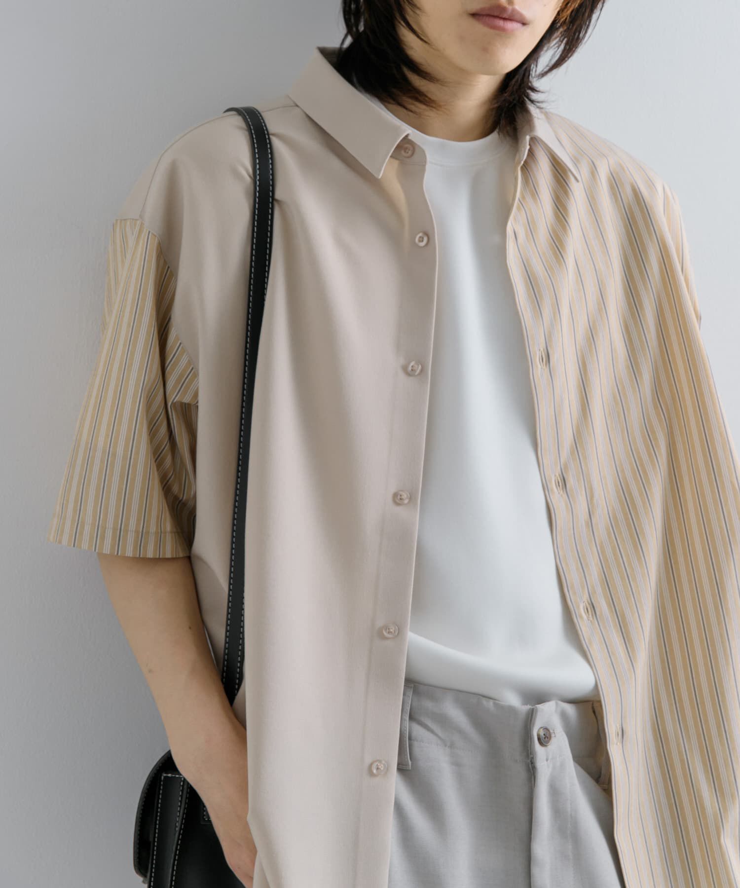 SENSE OF PLACE by URBAN RESEARCH「ストライプブロックドシャツ(5分袖)」|シャツ・ブラウス|