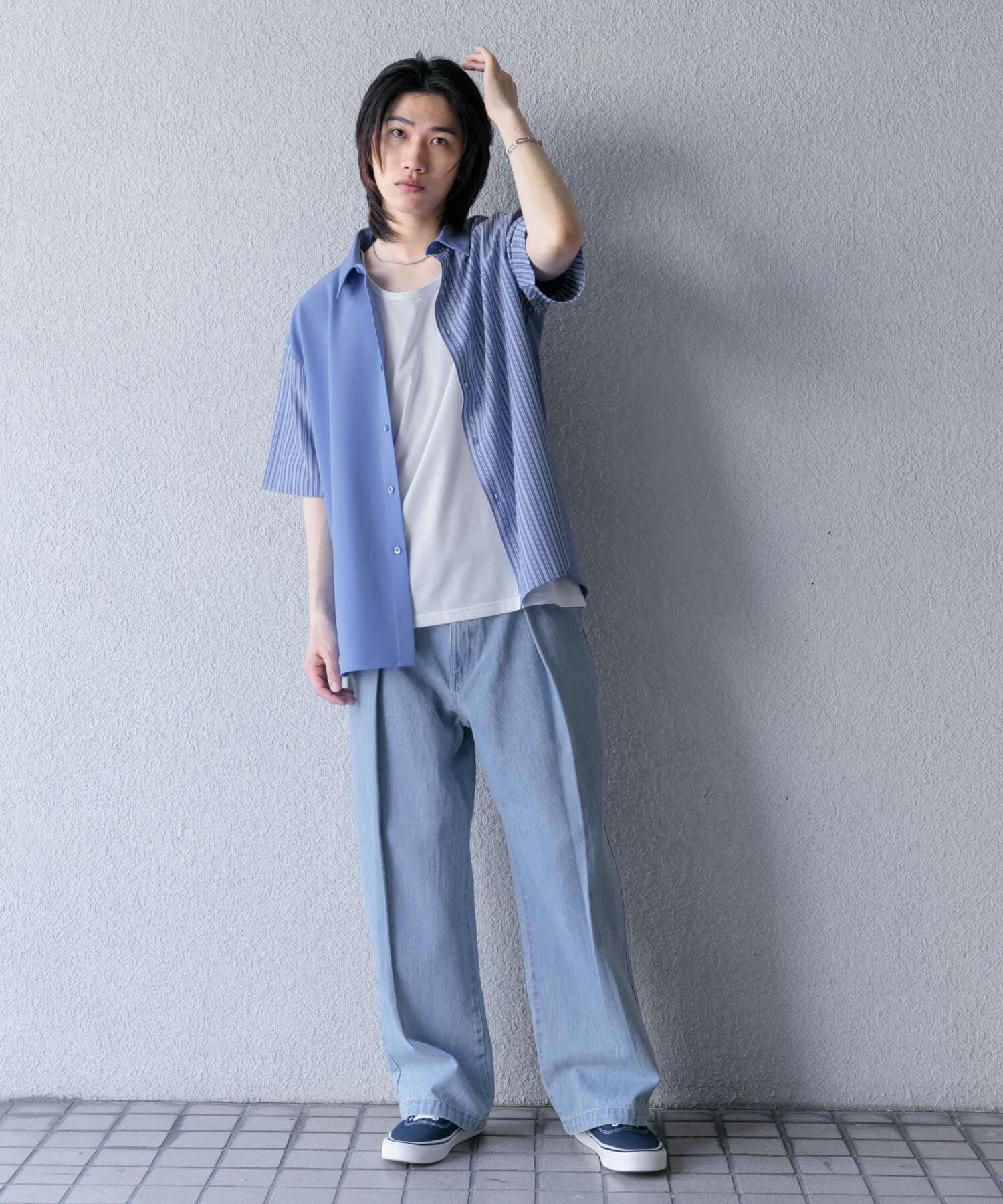 SENSE OF PLACE by URBAN RESEARCH「ストライプブロックドシャツ(5分袖)」|シャツ・ブラウス|