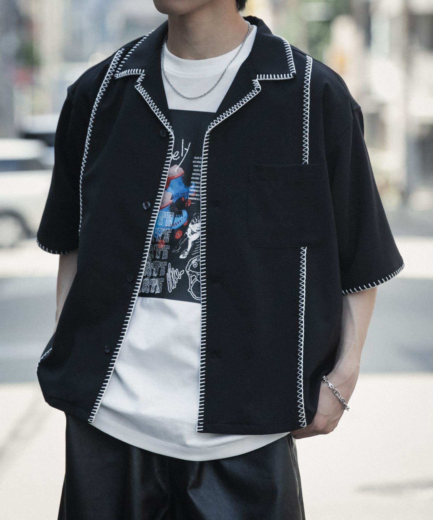 SENSE OF PLACE by URBAN RESEARCH「ブランケットステッチショートスリーブシャツ」|シャツ・ブラウス|