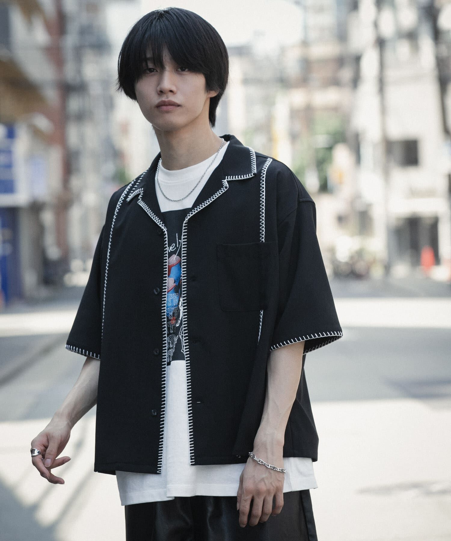 SENSE OF PLACE by URBAN RESEARCH「ブランケットステッチショートスリーブシャツ」|シャツ・ブラウス|