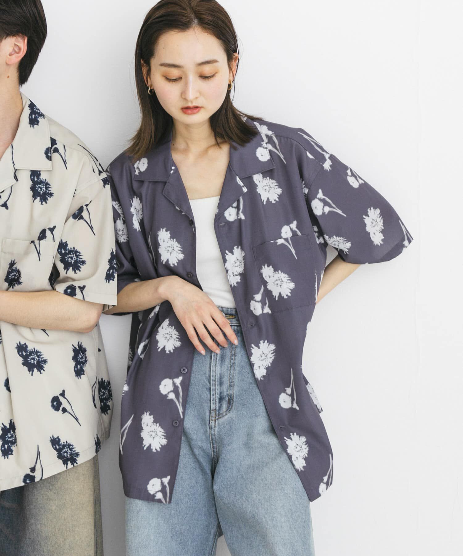 SENSE OF PLACE by URBAN RESEARCH「『ユニセックス』ボタニカルオープンカラーショートスリーブシャツ」|シャツ・ブラウス|