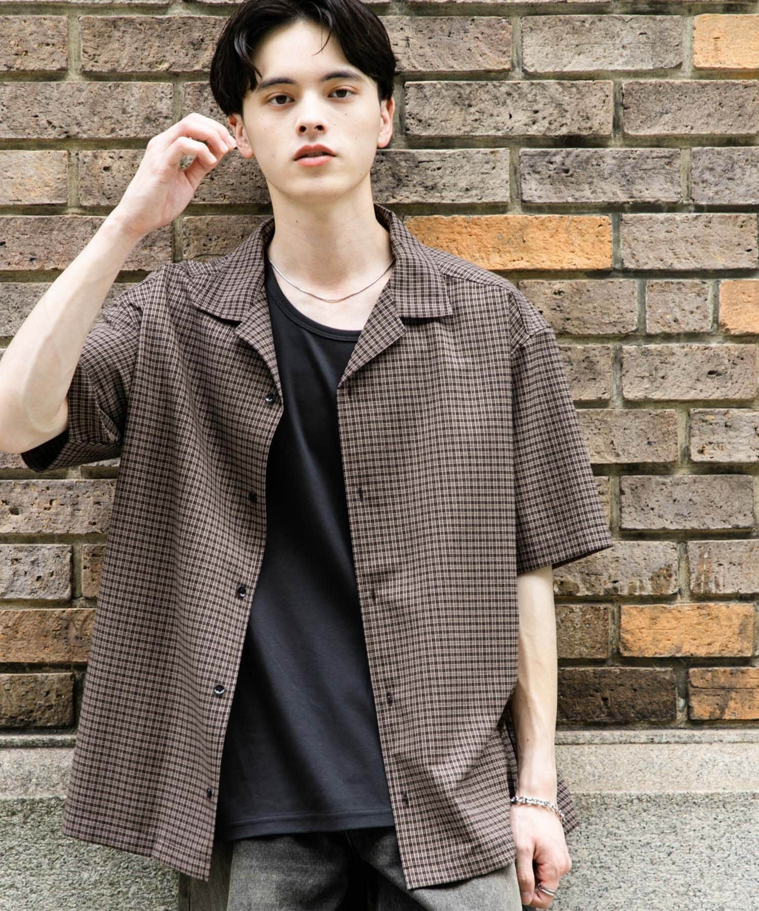 SENSE OF PLACE by URBAN RESEARCH「グレンチェックオープンカラーショートスリーブシャツ」|シャツ・ブラウス|