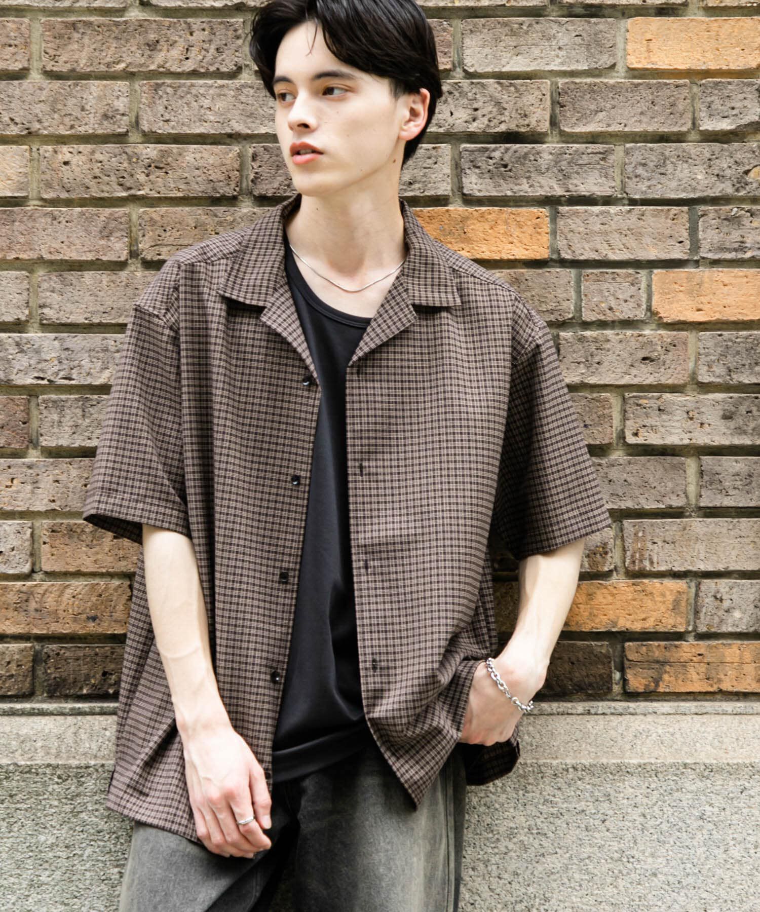 SENSE OF PLACE by URBAN RESEARCH「グレンチェックオープンカラーショートスリーブシャツ」|シャツ・ブラウス|