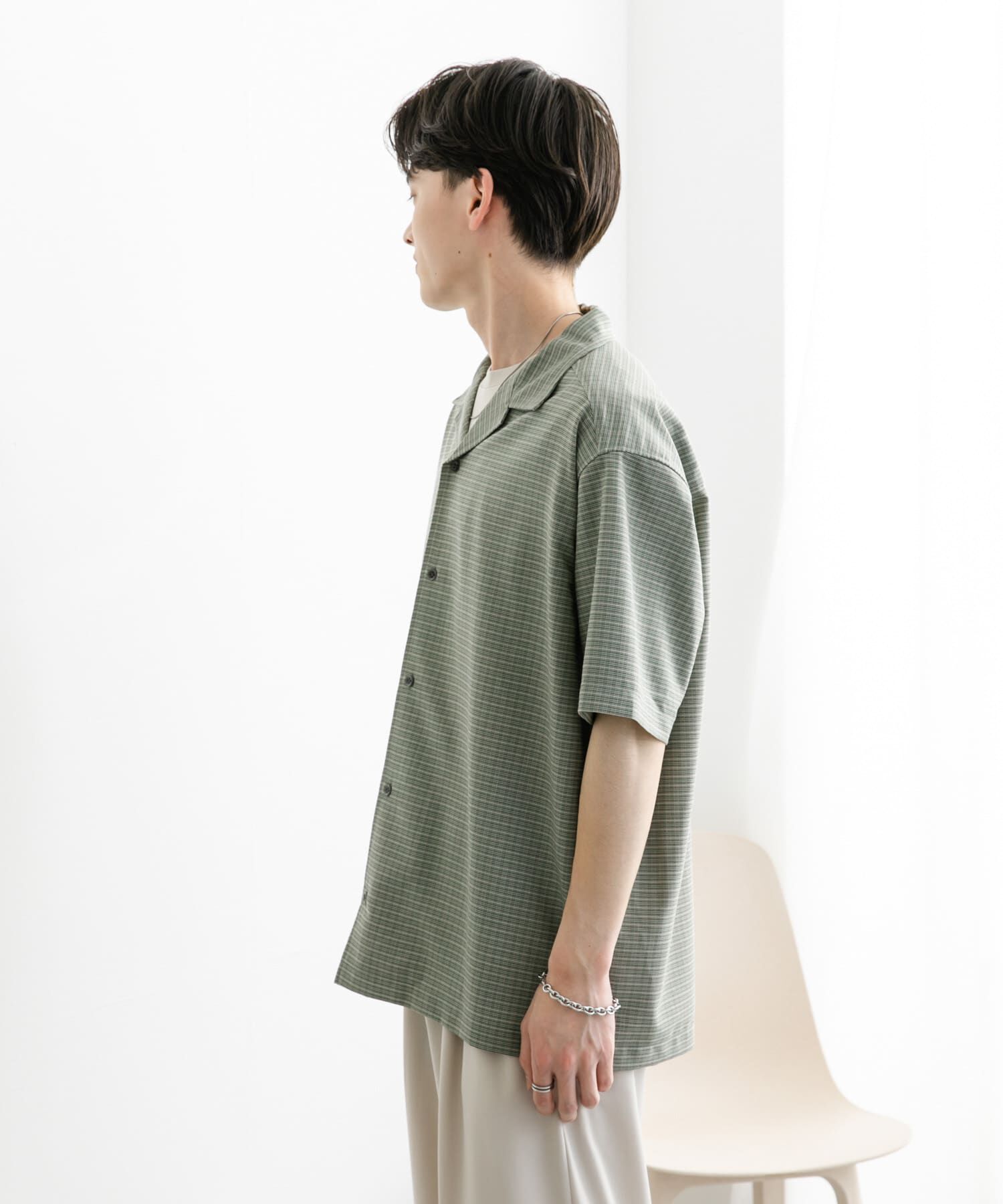 SENSE OF PLACE by URBAN RESEARCH「グレンチェックオープンカラーショートスリーブシャツ」|シャツ・ブラウス|